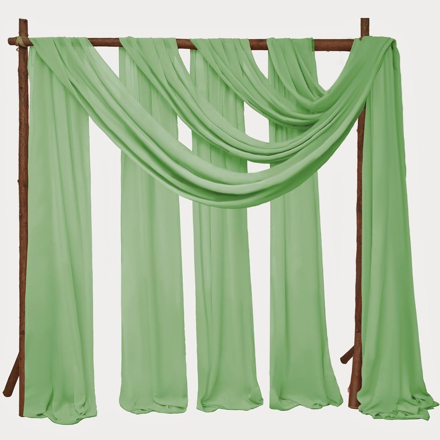 6 Panels Sage Green Wedding Arch Drapery 28" x 20Ft Wedding Arch Draping Fabric Chiffon Fabric Drape Backdrop Curtain for Weddings Party Swag Ceremony Birthday Arbor Drapery Reception Ceiling Décor