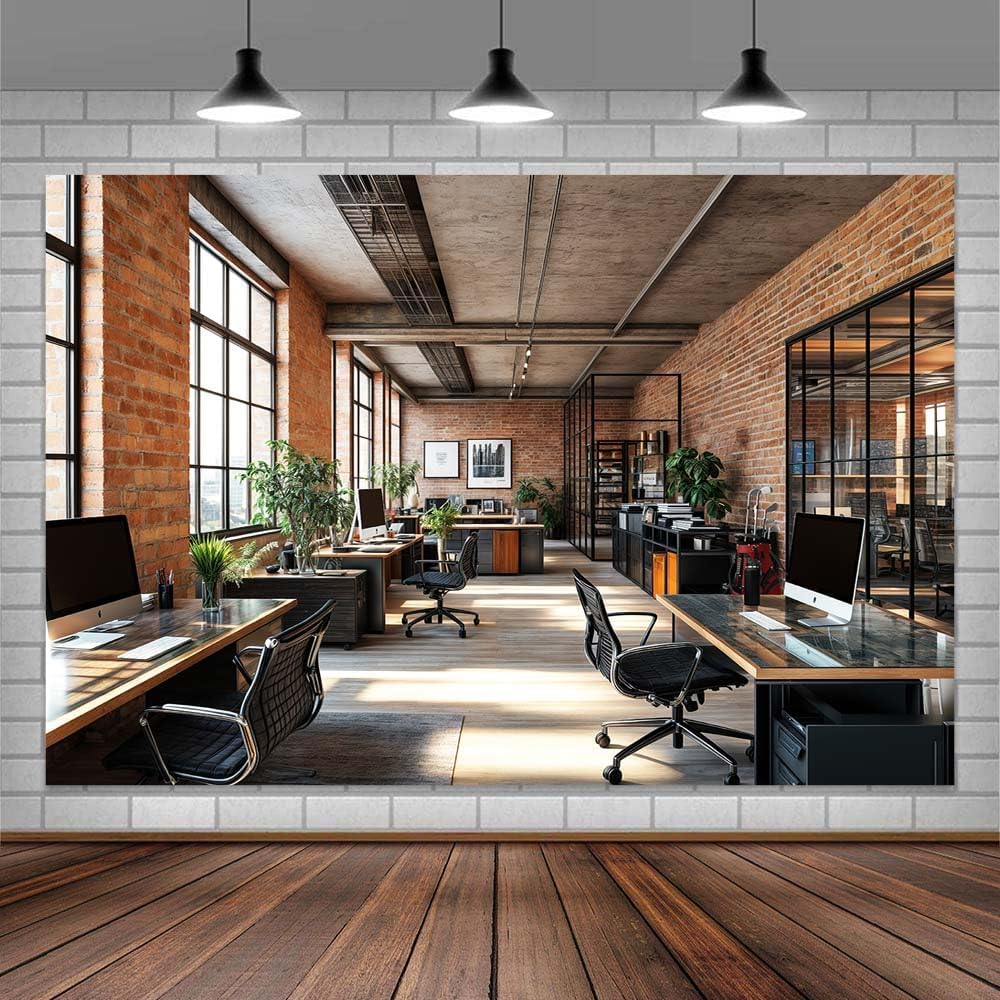 5X5ft Office Video Photo Backdrop Photography Background for Recording Conference, Zoom Home Podcast Backdrops Photo Booth Prop Decorations Wall Decor Tablecloth