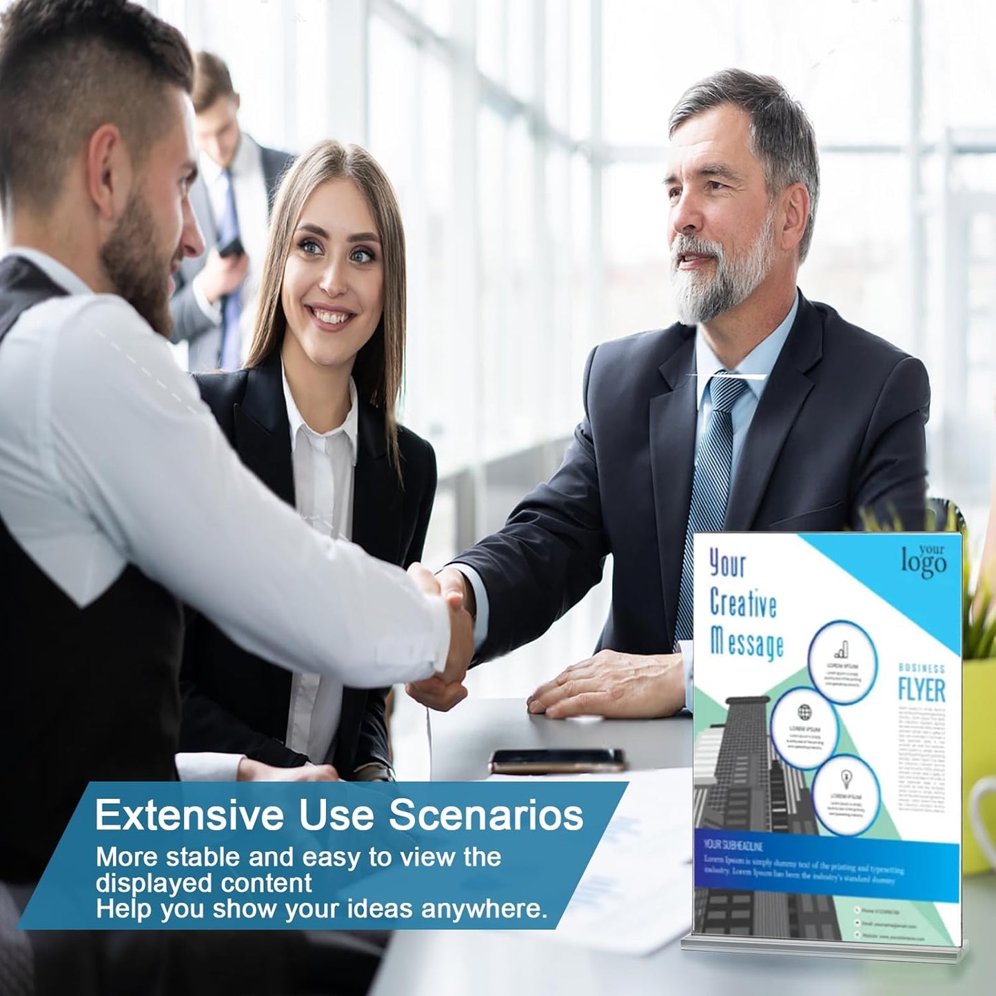 YULEER 8 Pack Acrylic Sign Holder 8.5x11, Clear Double-Sided Display Stand, Plastic Paper Frame for Menu, Flyer, Picture, Office Desk, Wedding Sign Holders