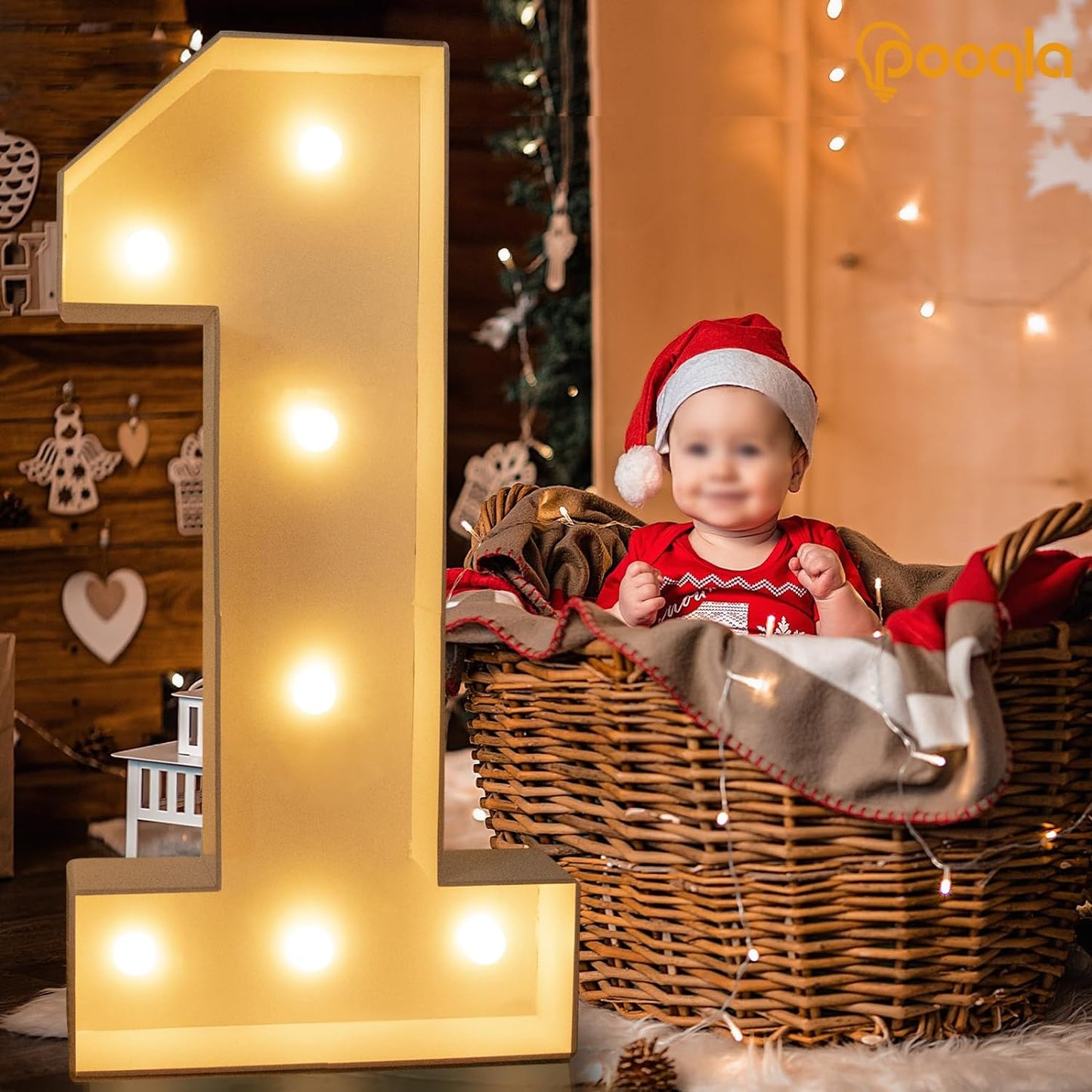 Pooqla 3FT Light Up Marquee Numbers, LED Large Lighted Marquee Numbers, Giant LED Light Up Mosaic Number for Balloon 9th 19th 90th Birthday Decoration Party Decor, Cool White and Warm White Number 9