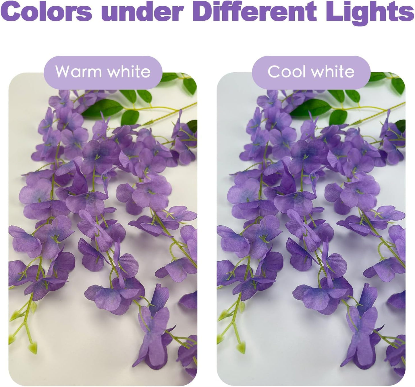 48 Pcs of Wisteria Hanging Flowers, 3.75 Feet Fake Wisteria Flower Strings, Artificial Wisteria Flowers Hanging Garland for Backdrop, Wedding, Ceremony,Garden and Home Wall Decoration (Light Purple)