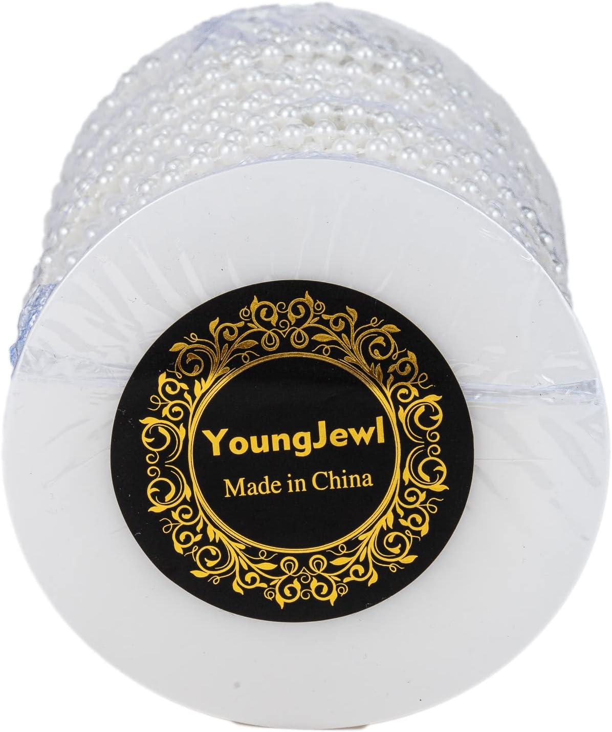 4mm Crafts Faux Pearl Beads Garland Pearl Bead Roll Strand of Pearls to Decorate Floral Centerpieces Wedding Party Favor Christmas Tree(131 Feet Gold)