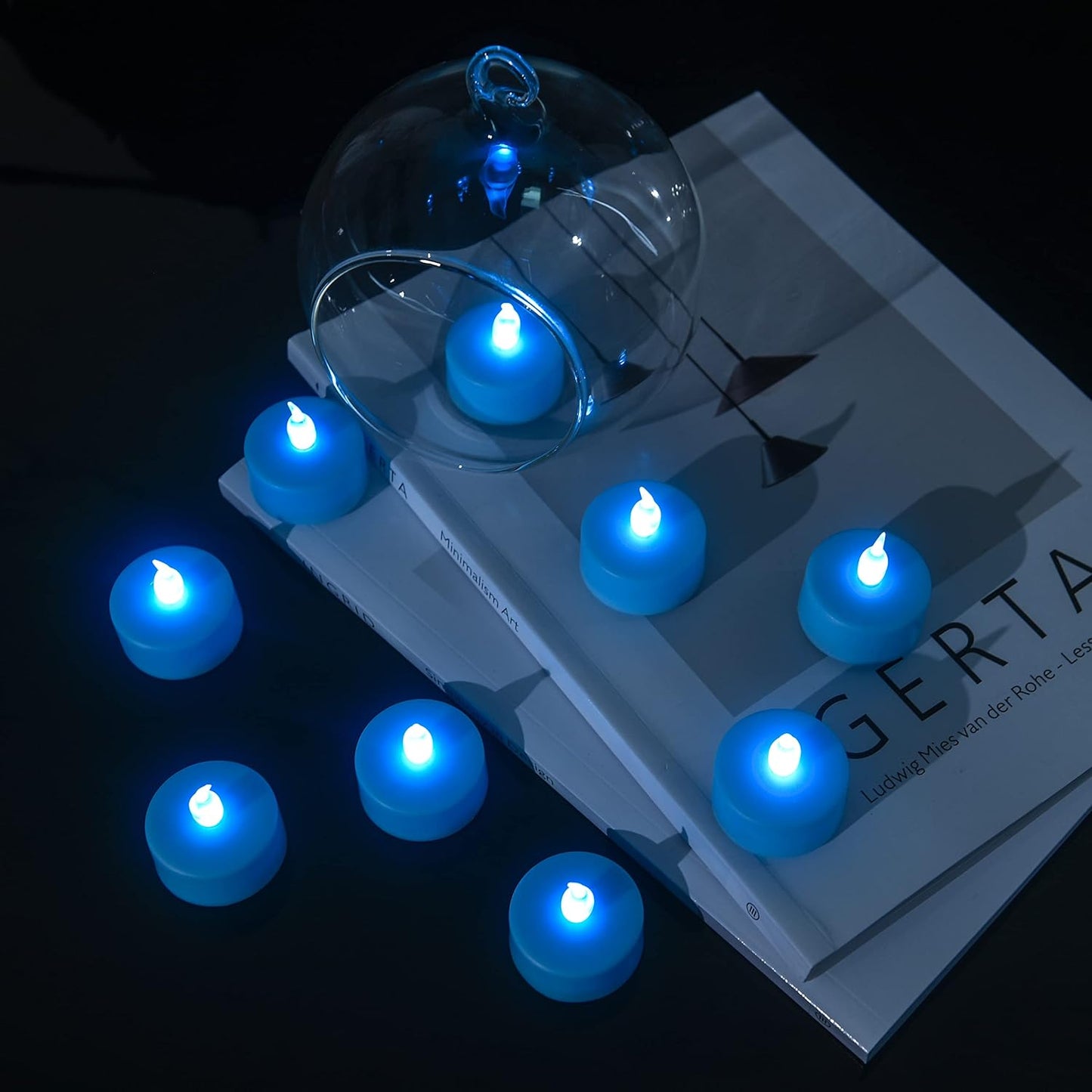 LED Tea Lights Candles- 24PACK Blue Flameless Candles Realistic and Bright Flickering Long Lasting 200Hours for Holiday Celebration,Party, Home Decoration,Battery Operated