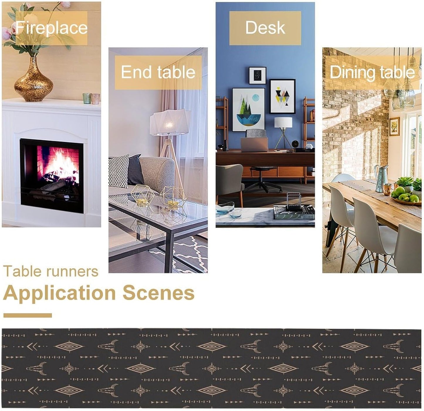 Aztec Table Runner Southwest Native Navajo Tribe Geometric Vintage Country Dinner Table Decoration Table Runner 13x108 Inch