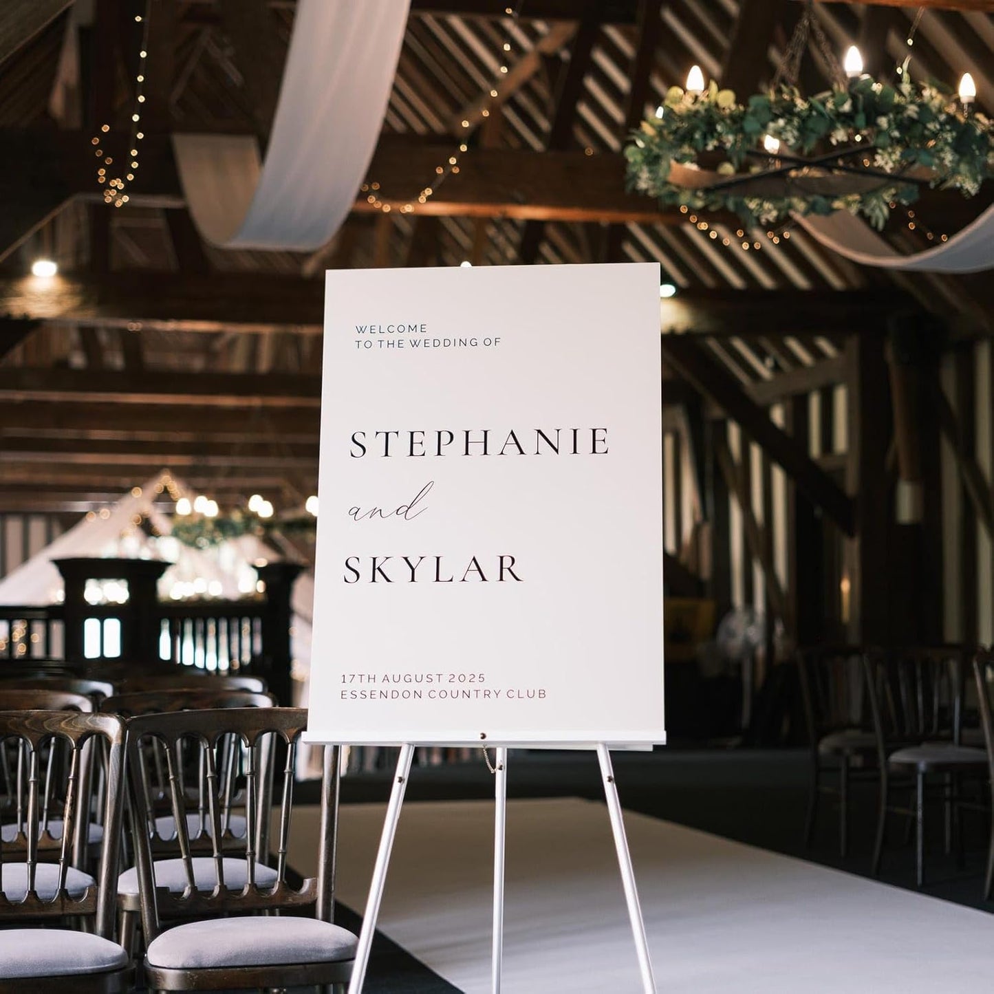 Welcome Wedding Sign Personalized, Luxury Wedding Sign Decorations Signage 12" X 18" (Small), 27" (Medium), 36" (Large), Plastic, Modern, Pole Mount, Weather