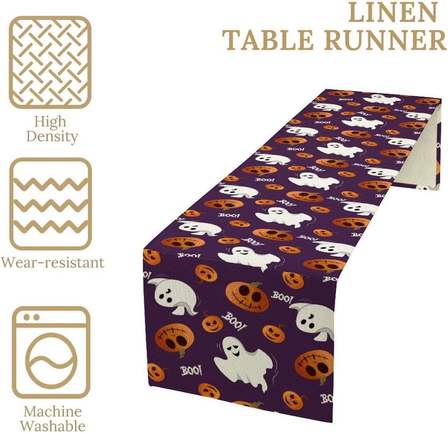 Halloween Table Runner,Ghost Pumpkin Halloween Table Runner for Kitchen Dining Table Decoration Home Party Decor 13x108 Inch