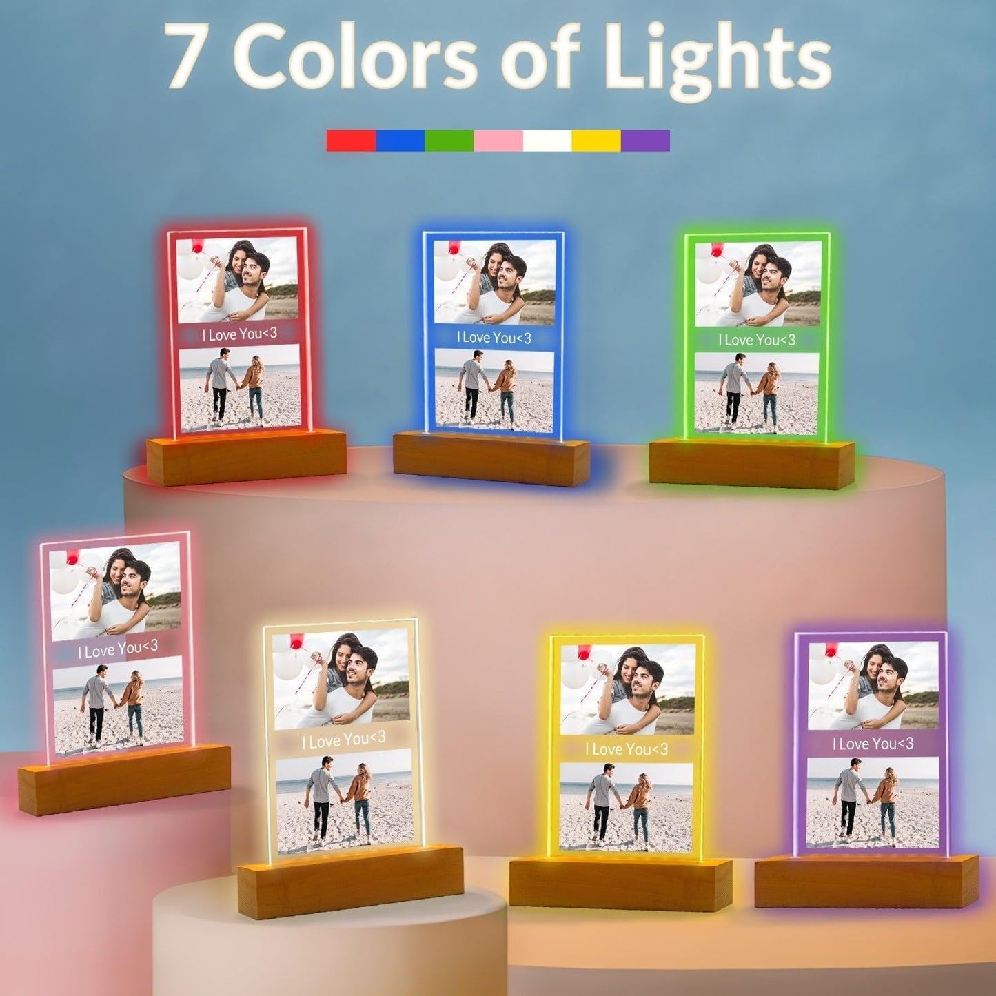 Personalized Anniversary Couple Gifts for Women & Men, Custom Picture Frames with Photo, Personalized Photo Frame with Night Light, Customized Picture Frame, Custom Photo Gifts for Her & Him