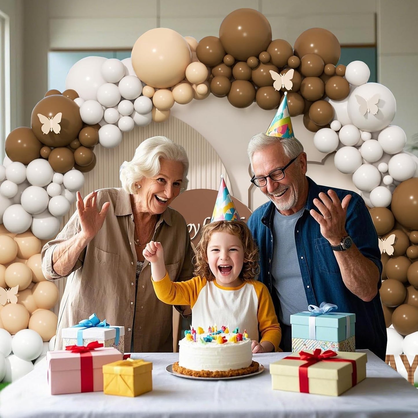 412Pcs Netural Balloon Garland Arch Kit, 5 10 12 18inch Brown Balloon Garland Arch Kit for Birthday Teddy Bear Baby Shower Neutral Party Decoration