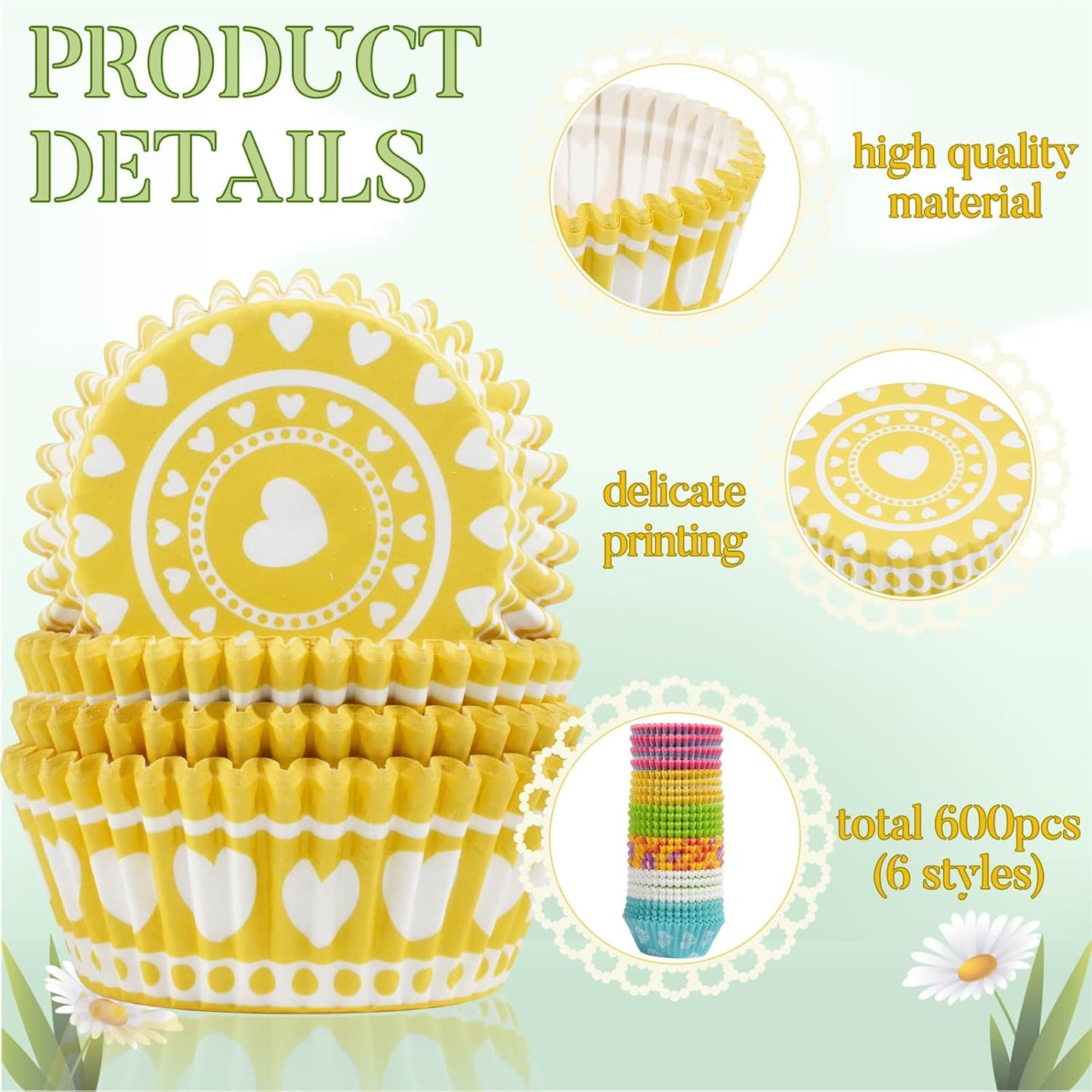 600 Count Easter Cupcake Liners for Baking Mini Baking Cups Easter Holiday Cupcake Wrappers for Birthday Party Decorations Candy Make Baking Supplies