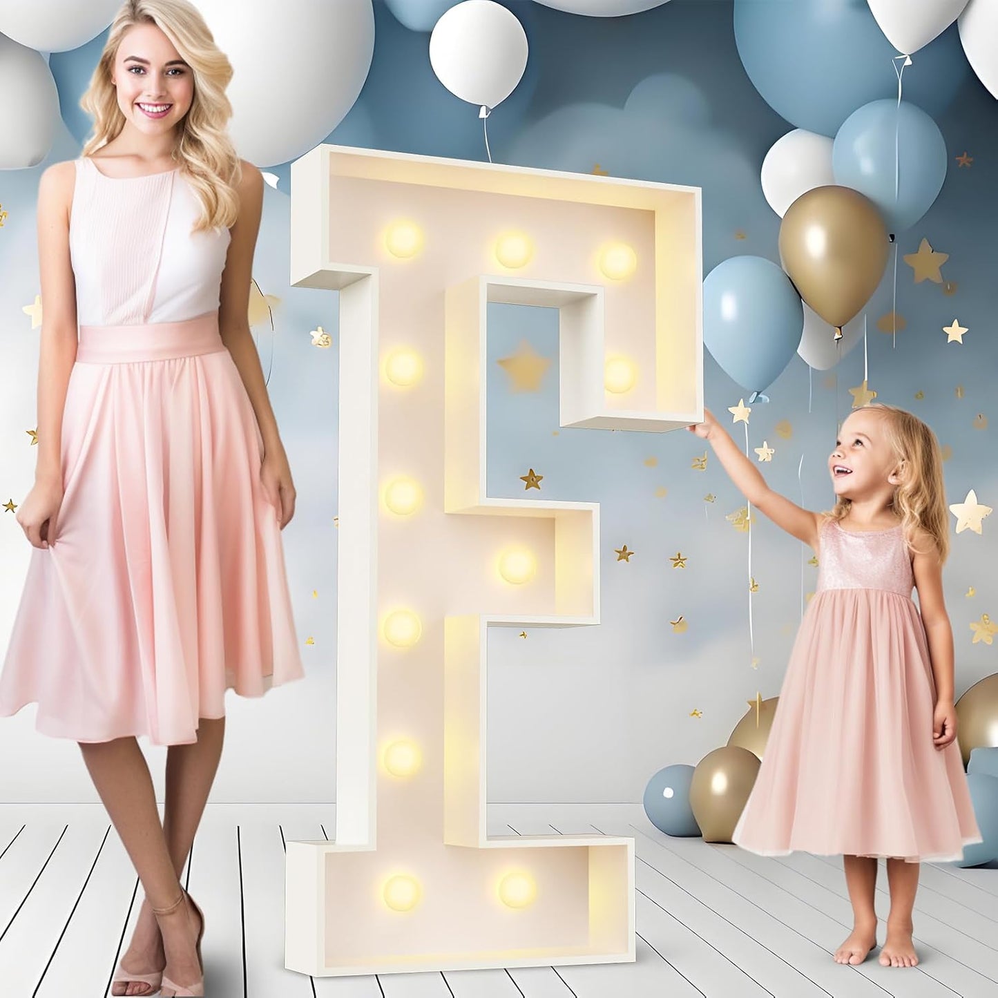 Ledido 4FT Marquee Light Up Letters, Large Light Up Letters for Party Decoration, Marquee Letter for Birthday Graduation Baby Shower Wedding, Pre-cut Foam Board Assembly Required Letter F