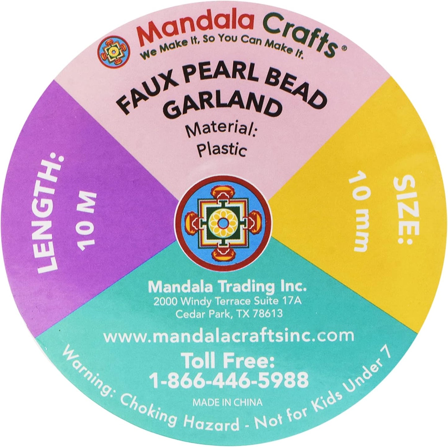 Mandala Crafts 10mm Faux Dark Gold Pearl Beads Roll - 11 Yards Strand of Fake Pearls Chain Garlands Spool String for Christmas Tree, Wedding, Party, Vases, DIY Decoration