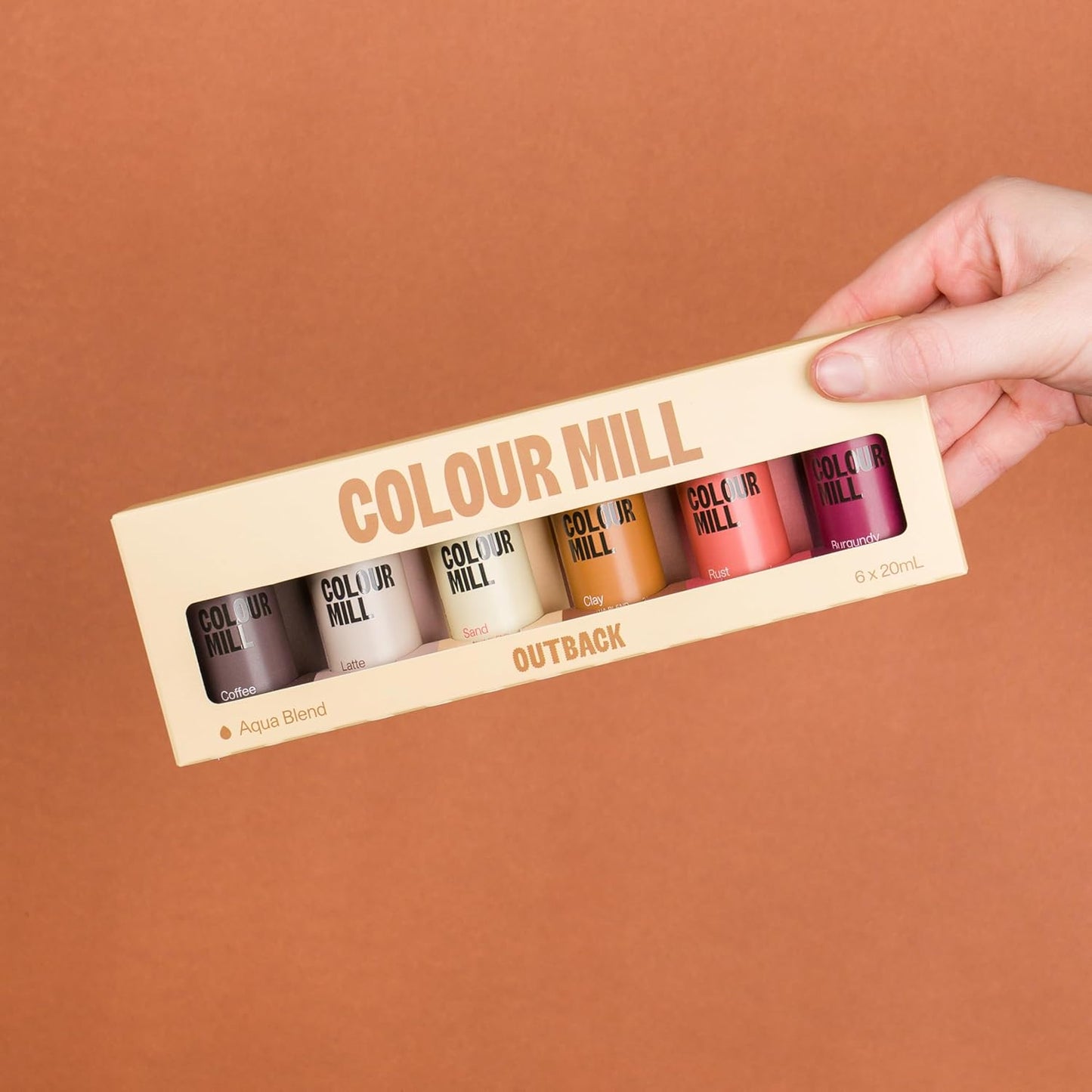 Colour Mill Outback Pack Aqua Blend Water-Based Food Coloring, 20 Milliliters Each of 6 Colors: Burgundy, Clay, Coffee, Latte, Rust and Sand