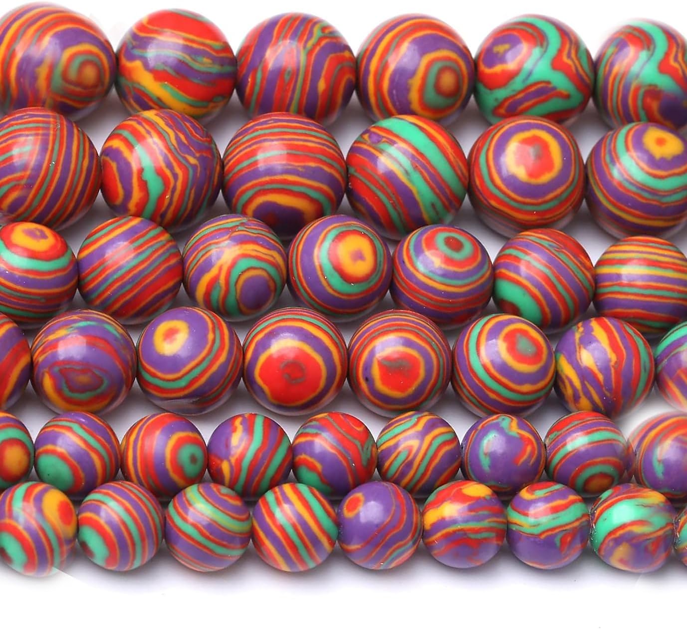 Painted Peacock Turquoise Stone Beads Gemstone Round Crystal Energy Jade Beads Stone Beads for Jewelry Making DIY Bracelet Necklace Jewelry Making 1 Strand 15.5inch 35PCS 10MM