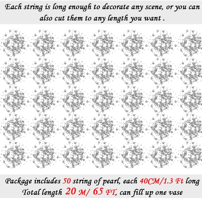 50pcs Pearls String Beads of Pearls, 10+5mm Silver Artificial Pearl String for Floating Candles Centerpieces, Vase Filler, Wedding Centerpiece Christmas Party Decor