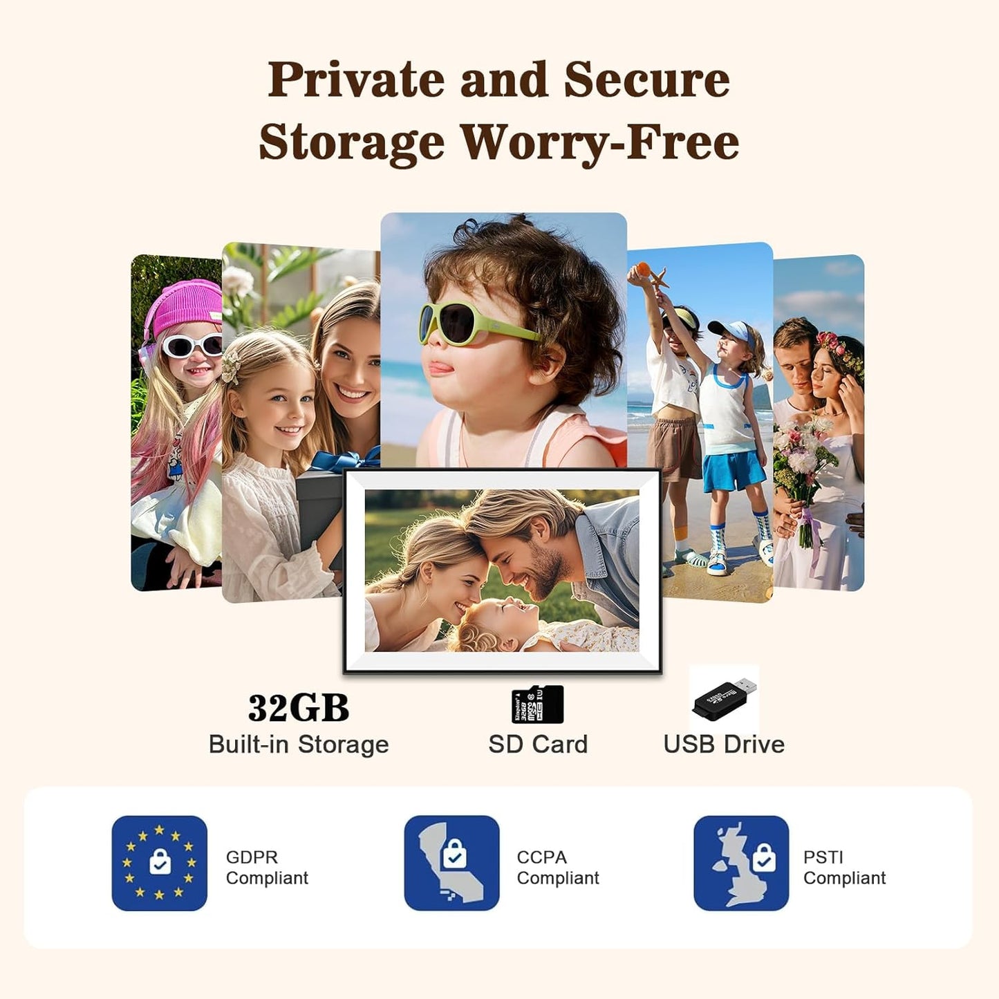 Digital Picture Frame, Frameo 10.1 inch Smart WiFi Digital Photo Frame with HD IPS Touch Screen Slideshow Display 32GB Memory Auto-Rotate, Photo Frame Electronic Best Gifts for Birthday, Wedding, Mom