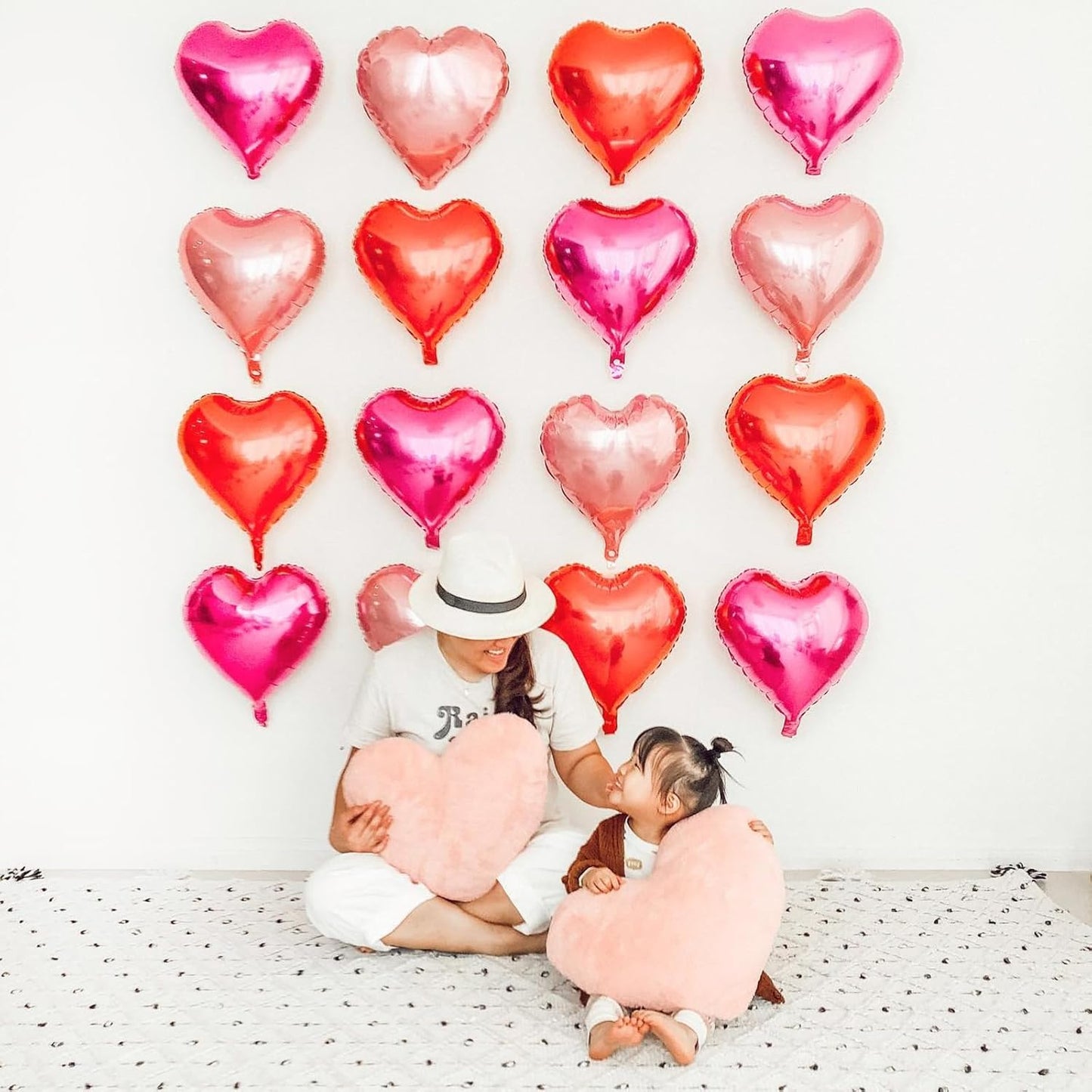 Rose Gold White Foil Heart Balloons, 10PCS Rose Gold Heart Shape Balloons, Valentines Balloons 18inch Rose Gold Foil Balloon for Helium Valentine Decorations for Wedding, Baby Shower, Anniversary