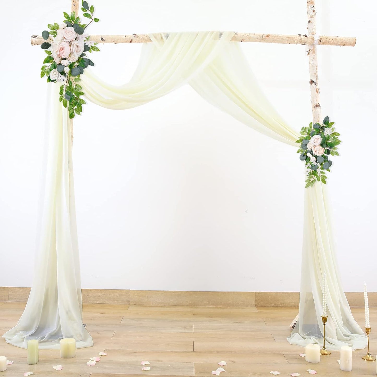 Wedding Arch Draping Fabric Beige Arch Drapes Sheer Backdrop Curtain for Ceremony Photo Wedding Decor 19Ft Length x 28" Width 1 Panel
