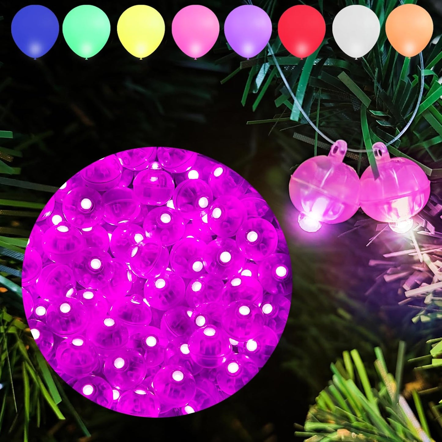Aogist Balloon Lights with Hook,Long Standby Time,Waterproof Mini Light for Birthday Party Wedding Christmas Halloween Easter Decorative (50Pcs-Flash, Pink)