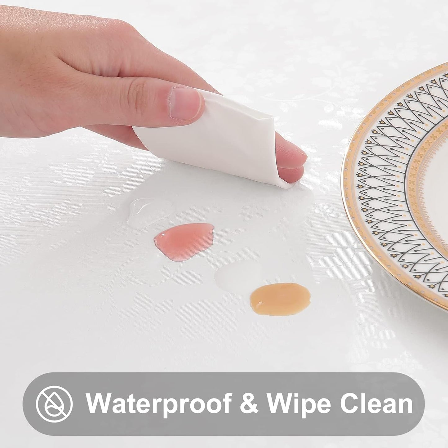 Smiry Rectangle Table Cloth, Waterproof Heavy Duty Vinyl Tablecloths, Wipeable Washable Table Cover for Kitchen and Dining Room (White, 70" X 90")