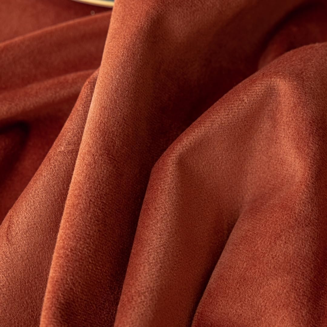 F-CHU Luxury Burnt Orange Tablecloth Thickset Velvet Tablecloth with Beautiful Gold Tassels Table Cloth for Home Decor Wedding, Party, Banquet and Events 60x60-Inch