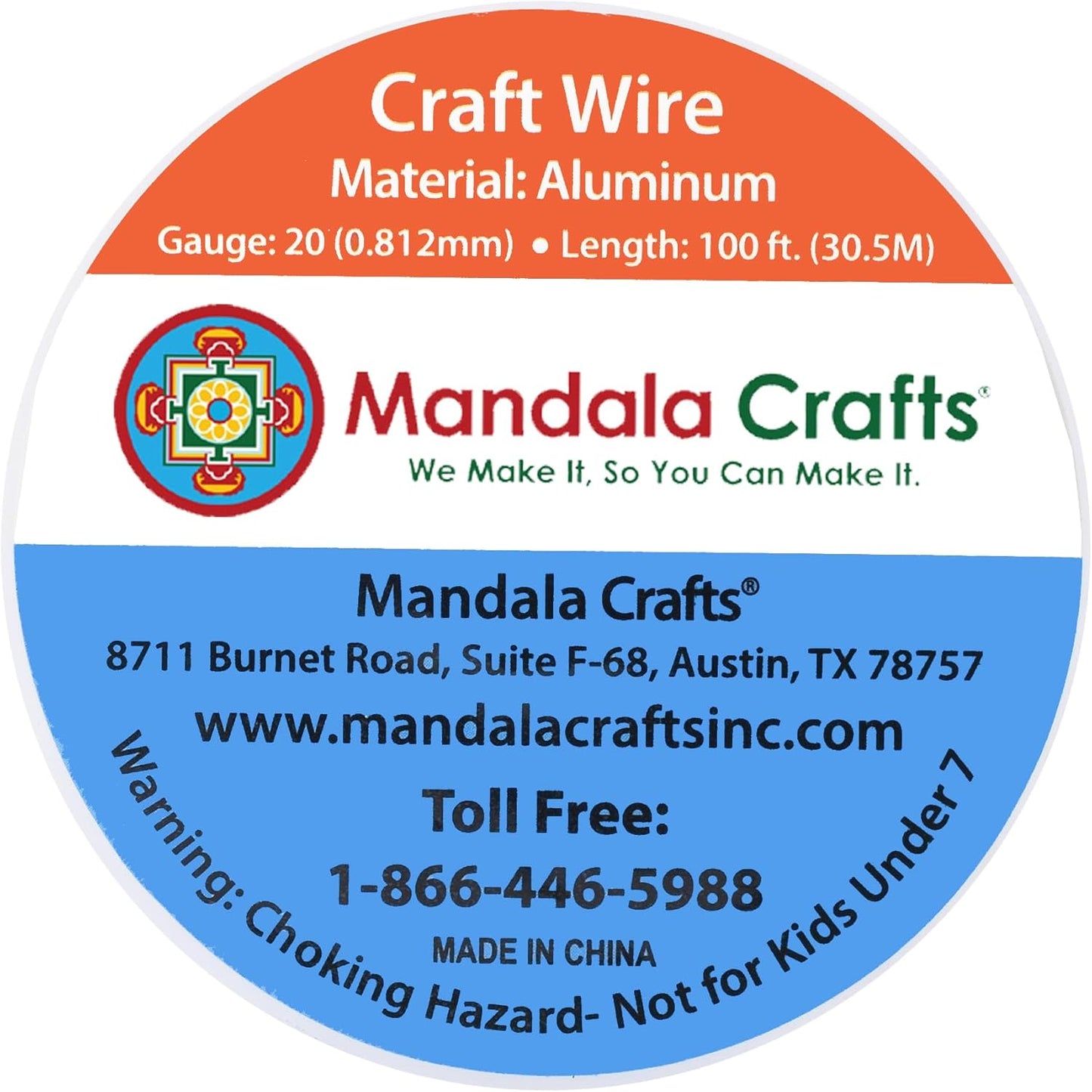 Mandala Crafts 20 Gauge Anodized Aluminum Craft Wire for Jewelry Making - 100 FT Colored Flexible Gray Wire - Bendable for Bonsai Armature Crafting Sculpting