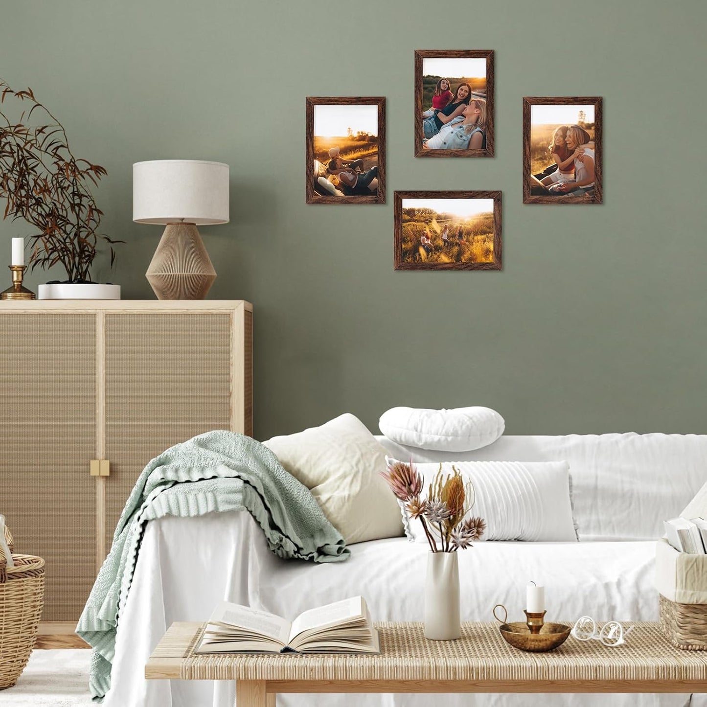 PETAFLOP Wooden Bulk 5x7 Picture Frame Set of 18, Rustic Brown Photo Frames Fits 5 by 7 for Wall or Tabletop Display