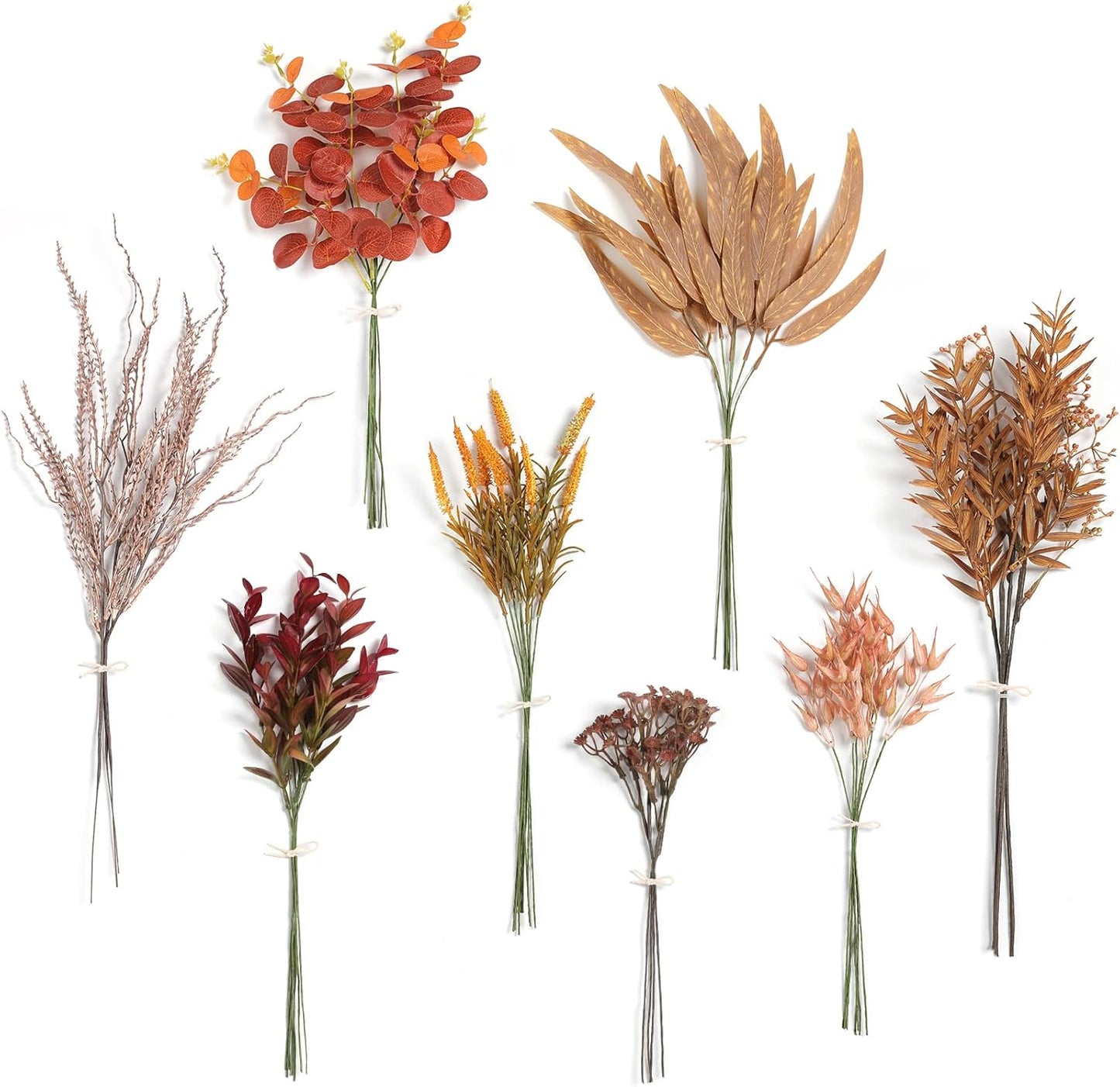 Serra Flora Artificial Greenery Stems Filler Combo Box Set,48pcs with 8 Kinds of Faux Foliage Picks for DIY Bridal Bouquets Wedding Flowers Arrangement Party Table Centerpieces