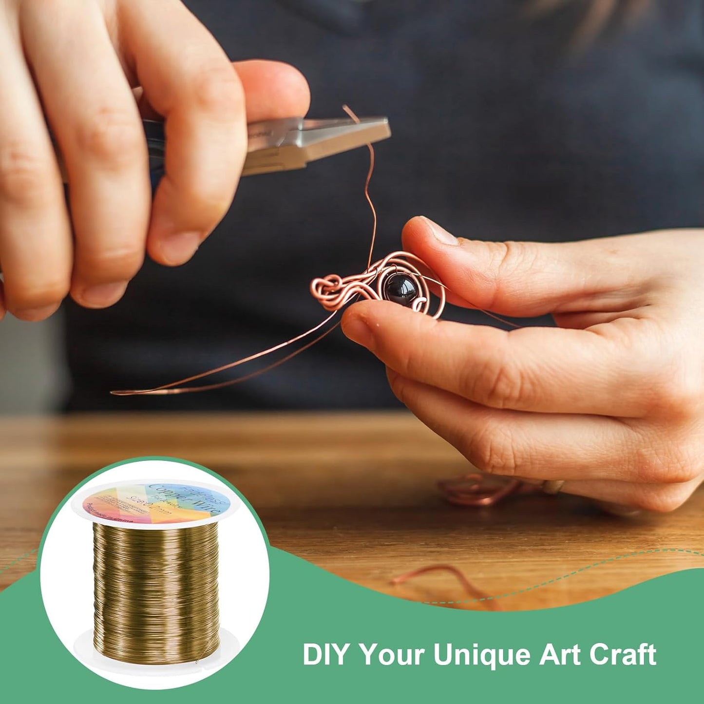 0.2mm Jewelry Wire, 32 Gauge 328FT Craft Wire Copper Beading Wire for Jewelry Making/Planting/Weaving/DIY Crafting, Soft Metal Wires [100M, Bronze Tone]