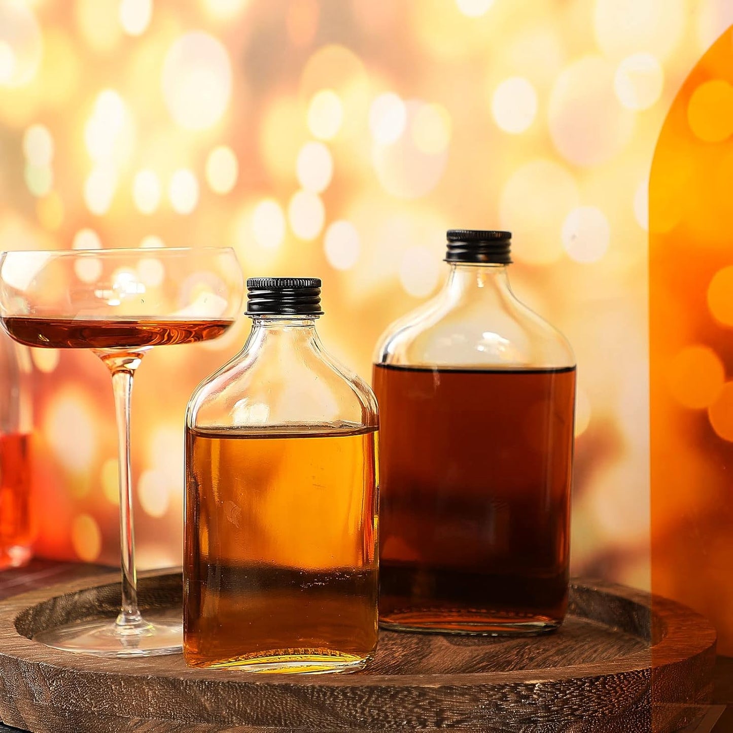 Patelai 32 Pcs Clear Glass Bottles with Caps Mini Glass Flask Liquor Bottles Empty Alcohol Shot Bottling Small Champagne Container DIY Gift for Halloween Wine Beverages Liquor Drinks Oil Beer (100 Ml)