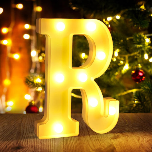 Light Up Letters R,LED Sign Marquee Letters 26 Alphabet for Party Birthday Name,Wedding,Christmas Decorations,Personalized Name Sign Letter for Centerpieces Table and Wall Decor