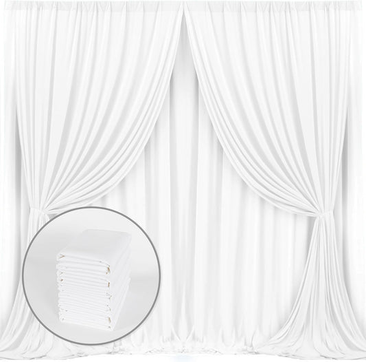 MYSKY HOME White Backdrop Curtain for Wedding Decor Holiday Party 6 Panels- White Wedding Backdrop Polyester Photography Backdrop Drapes Baby Shower Birthday Privacy Curtains Home Decor, 5ft x 10ft
