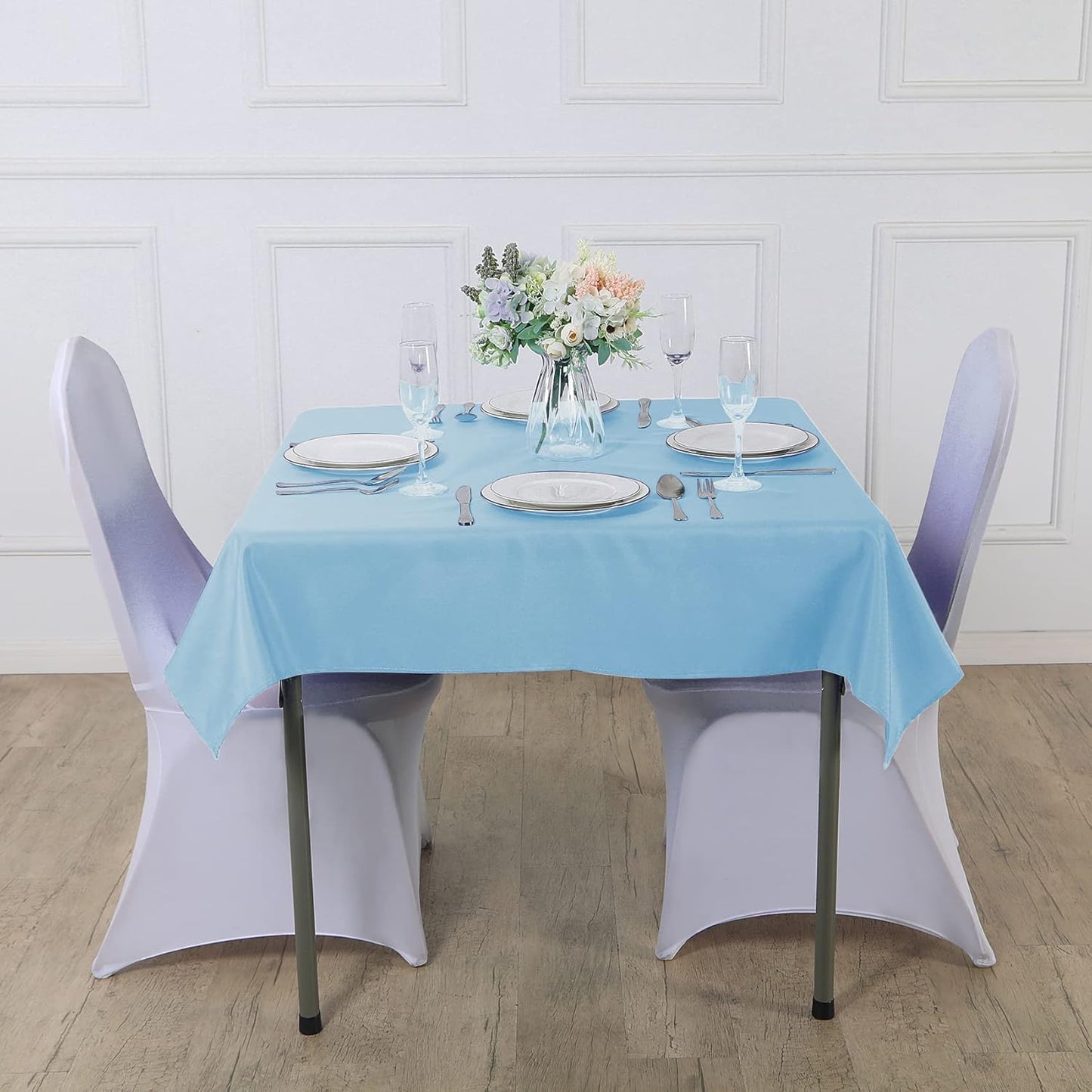 Cupuamon Square Tablecloth 70x70 inch Washable Polyester Fabric Table Cloth for Wedding Party Dining Banquet Decoration（70x70,Blue Mist）