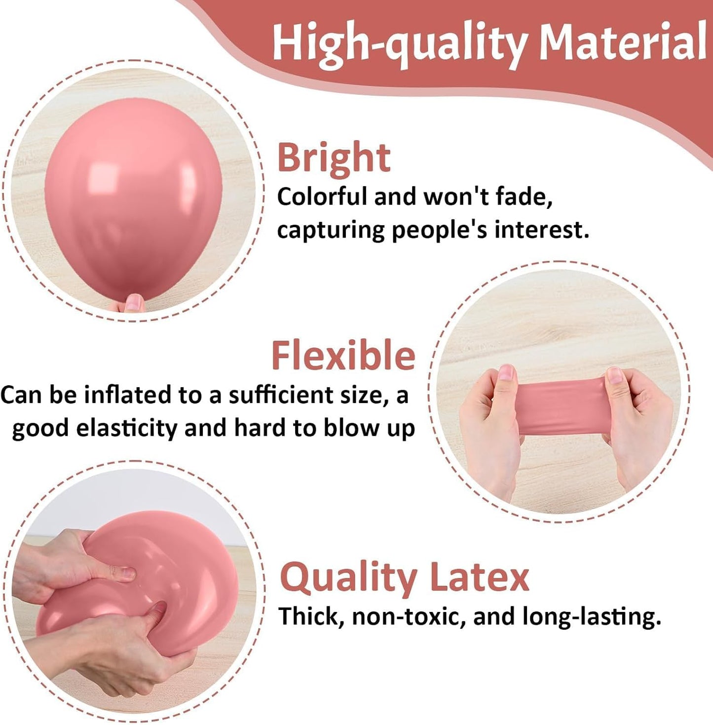 Paready Dusty Pink Balloons, 50 Pcs Retro Blush Pink White Balloons, 12 Inch Metallic Confetti Rose Gold Balloons Helium with Ribbon for Girls Wedding Bridal Baby Shower Birthday Party Decorations