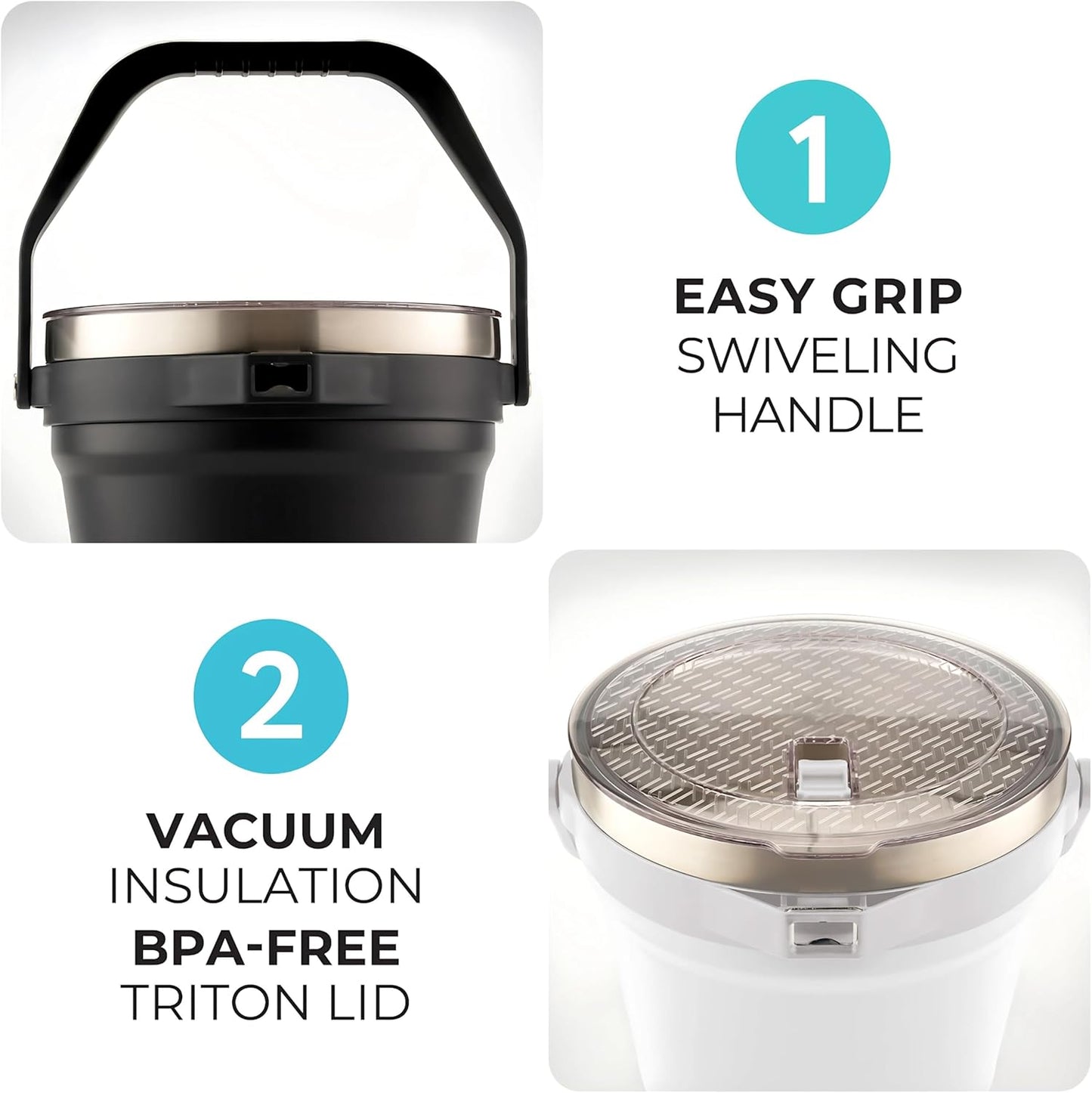 Large Insulated Ice Bucket with Lid – Stainless Steel Ice Bucket and Scoop – Ice Buckets for Parties, Bars – Ice Bucket with Lid and Scoop – Outdoor Ice Bucket, Champagne (White)