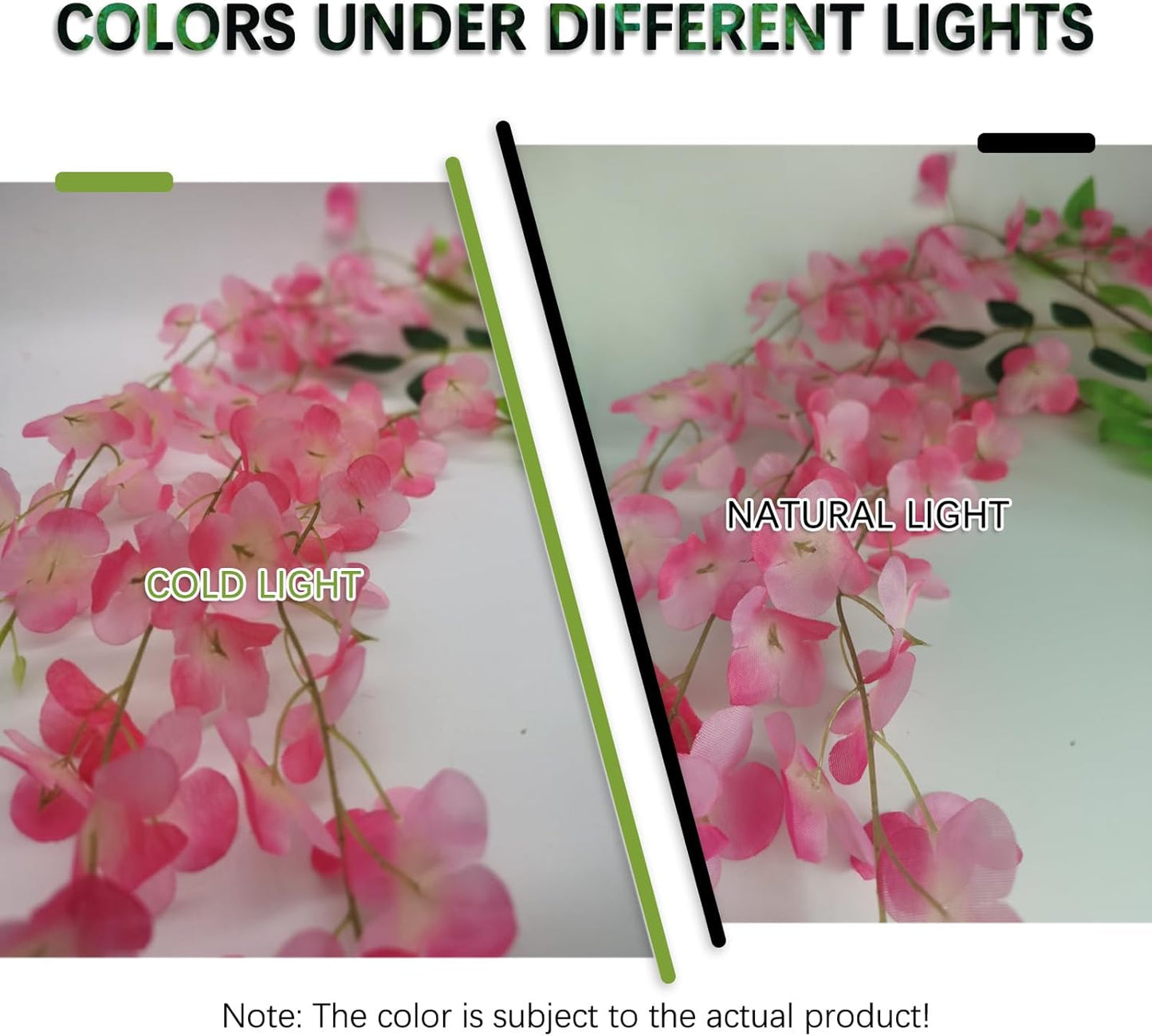 12 Pack Dark Pink Wisteria Hanging Flowers Garland, 3.77 Feet Artificial Flower Vines, Fake Wisteria, Artificial Vines Hanging Garland for Backdrop Outdoor Yard Garden Decor