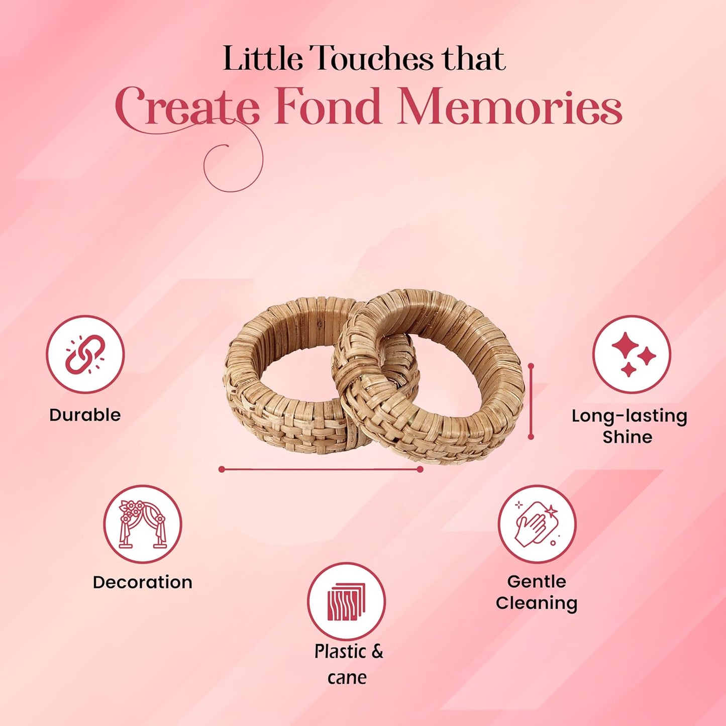 Handcrafted Napkin Ring Set of 12, Unique Cane & Plastic Design, Elegant Tableware, Premium Quality Napkin Ring, Perfect for Dinner Parties, Wedding Decor, Holiday Gatherings (Brown) - CLEENTABLE