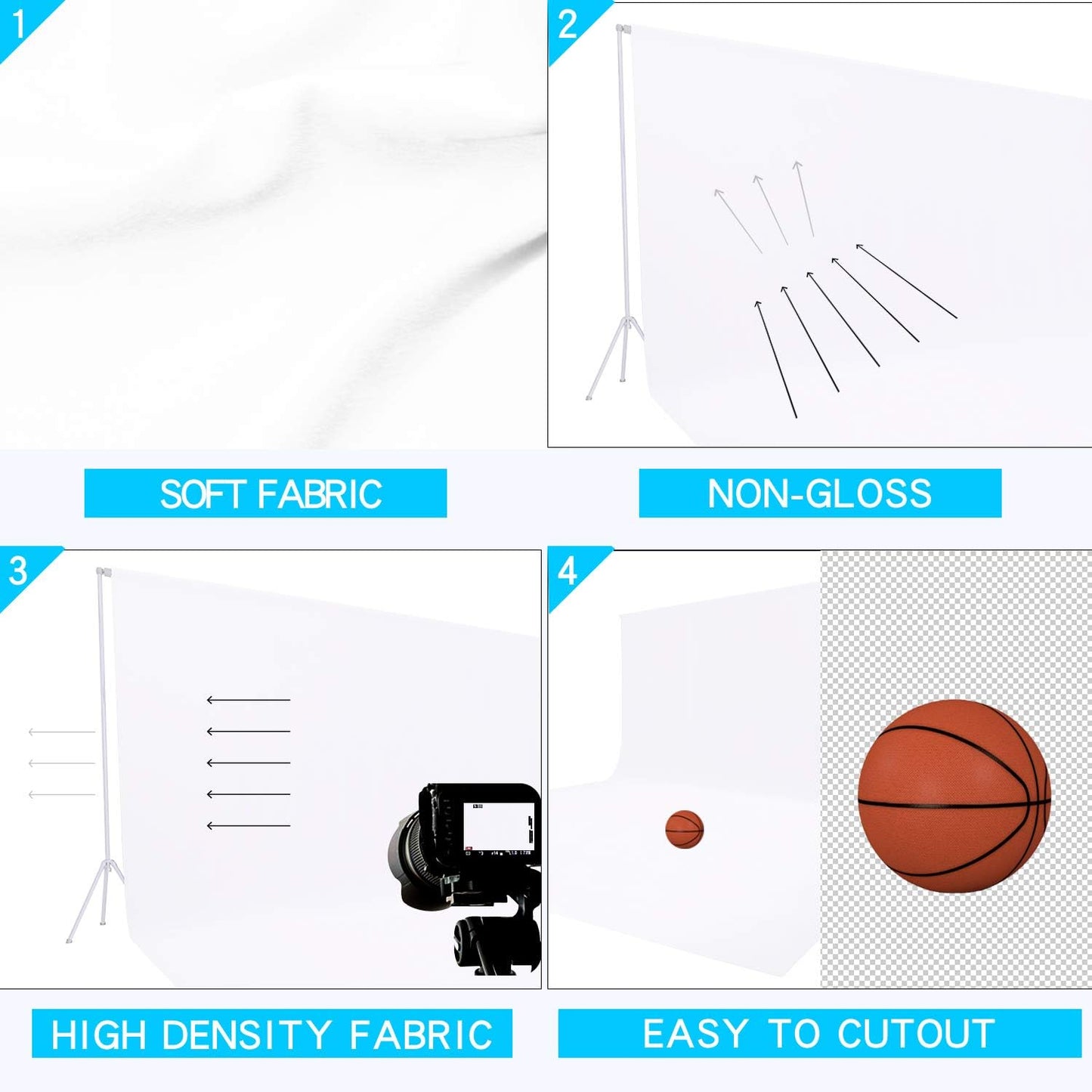 ISSUNTEX 6X9 ft Background Polyester Backdrop, Photo Studio, Collapsible High Density Screen for Video Photography and Television-White