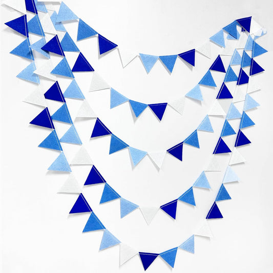 Blue Party Decorations Felt Hanging Triangle Mini Bunting Pennant Banner Flag for Birthday Wedding Baby Shower Bridal Shower Engagement Under The Sea Nautical Ahoy Achor Party Classroom Nursery Decor