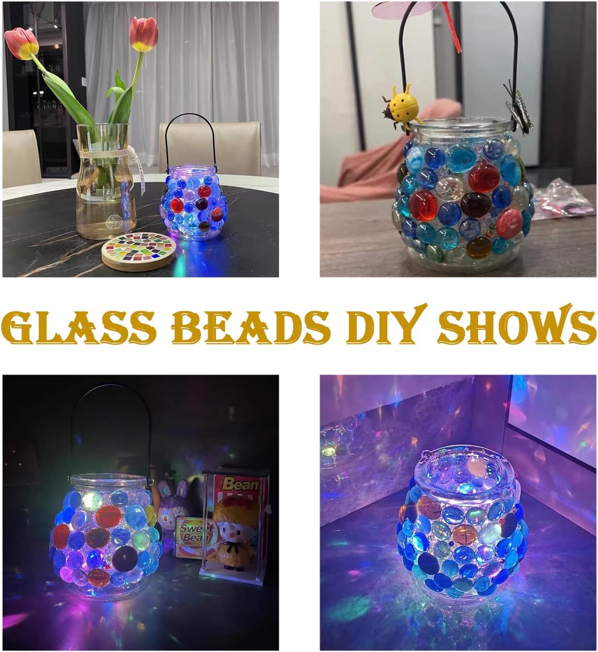 KINGOU Flat Glass Gems/Marbles/Stones/Beads for Vase Filler, Table Scatter, Games - 1 Lbs (17-19mm, Approx. 3/4")-Green