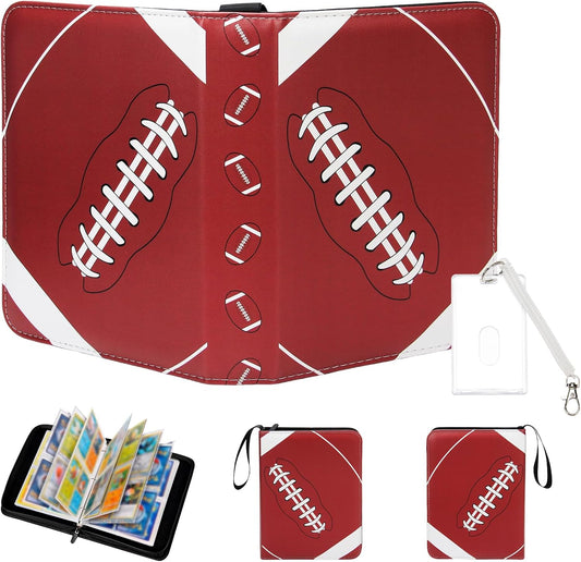 Football Card Binder,Trading Card Binder 4 Pocket,400 Pockets Card Holder with 50 Removable Sleeves,Trading Card Albums for Game Cards,Premium Card Book, Game Cards & Sports Cards Red