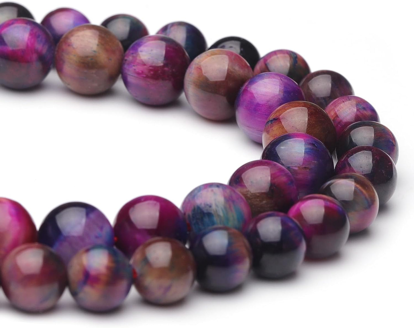 6mm Natural Stone Beads for Jewelry Making,Galaxy Tiger Eye Polished Smooth Round Gemstone Beads for Bracelet Necklace 15 Inch