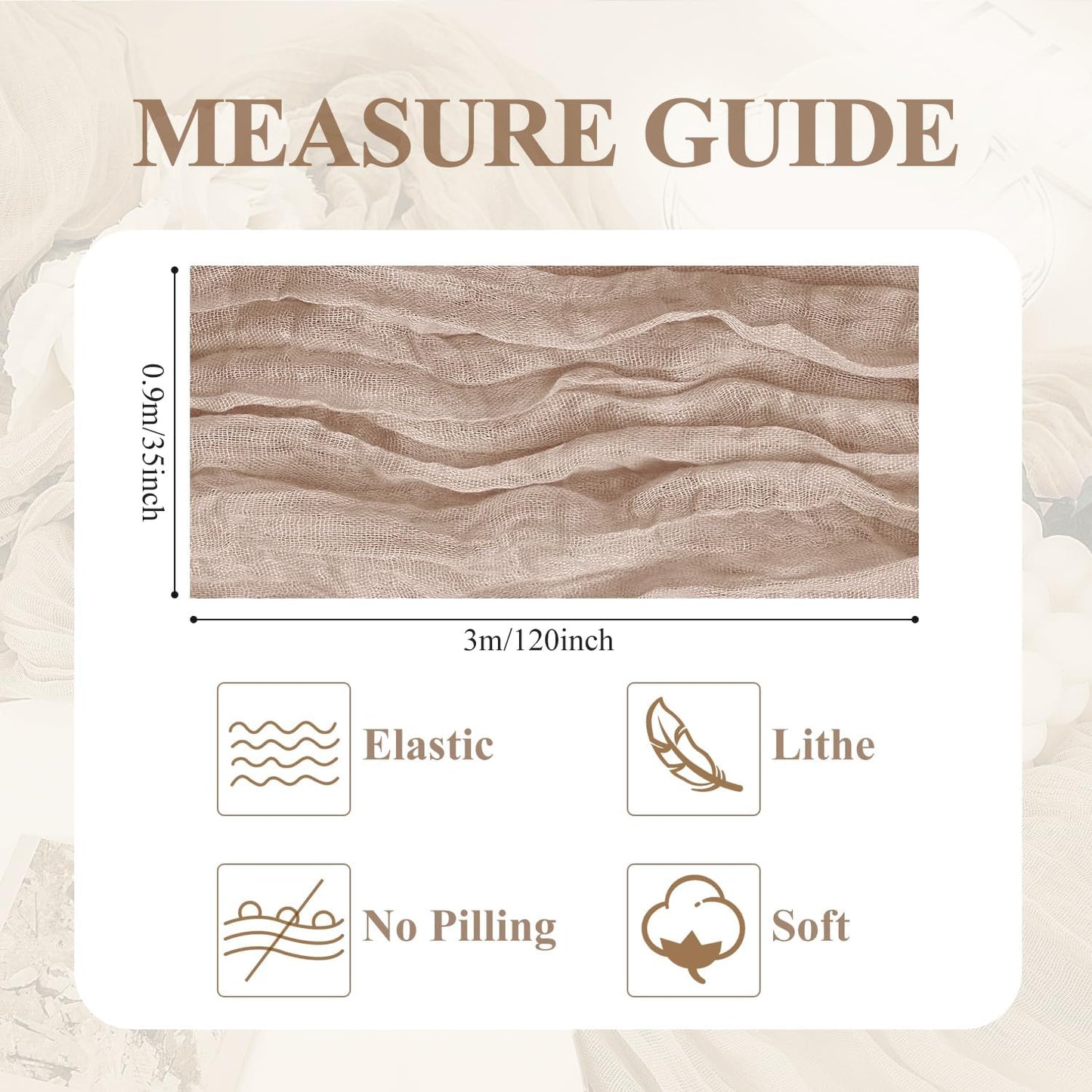 Asee'm 2pcs Cheesecloth Table Runner 120 Inches Long Nude Pink Boho Gauze Cheese Cloth Runner 10FT Rustic Sheer Table Runners for Christmas Wedding Party Baby Shower Spring Easter Decoration