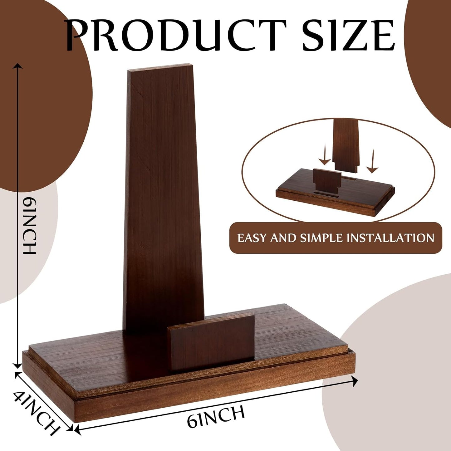 Weysat 6 Inch Wooden Stand for Display Plate Postcard Picture Book Display Stand with Square Block Base Picture Frame Easel for Home Office Decorative