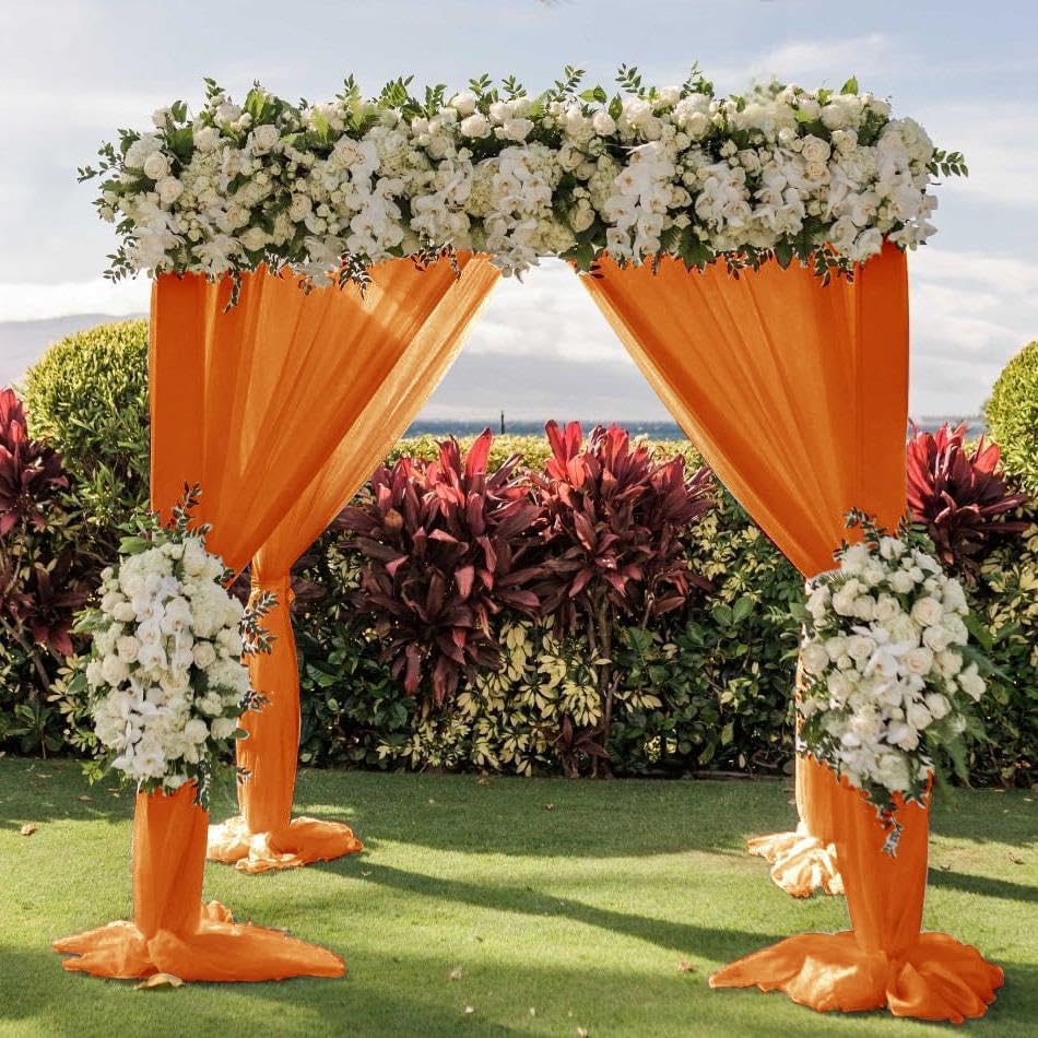 Wedding Arch Draping Fabric 1 Panel 30'' x 18FT Orange Sheer Chiffon Arch Drapery for Photo Booth Bridal Shower Baby Shower Church Decor Newborn Photography Christening Outdoor Party