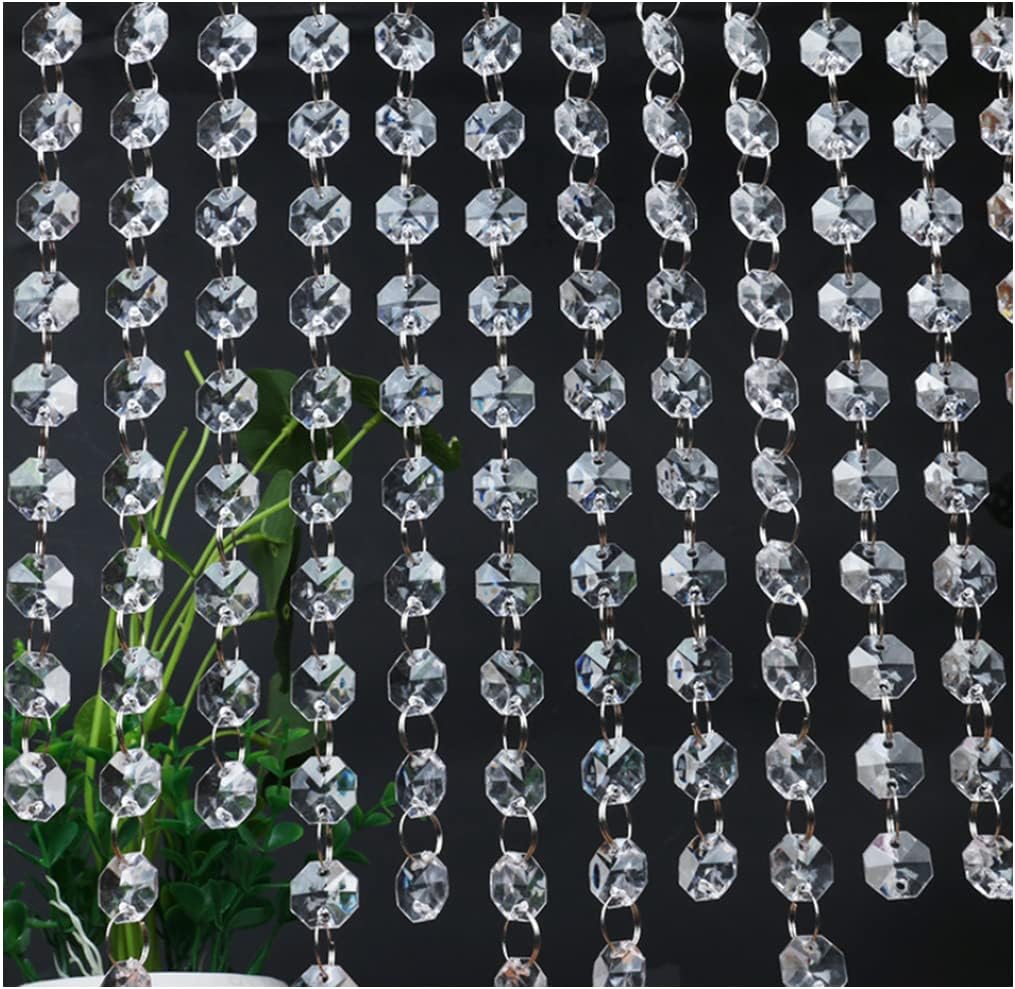 WAZHRMGHG 99FT Clear Acrylic Crystal Garland Strands Hanging Chandelier Bead Chain Ornament String Decorations for Manzanita Centerpiece Christmas Tree Wedding Party Celebration (99FT(30M))