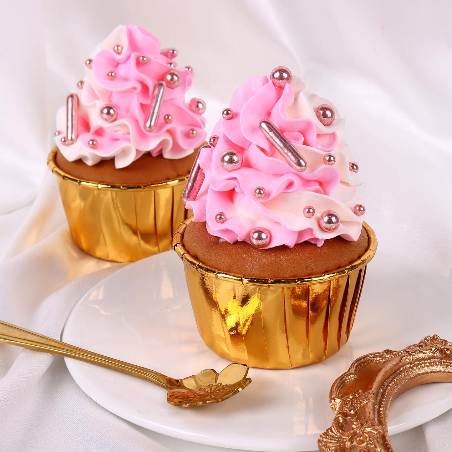 Rose Gold Sprinkles for Cake Decorating 7 Ounces, Rose Pearl Sugar Cupcake Toppings, Cookies, Ice Cream, 7Ounces Cake Decorationss Baking, Perfect for Wedding, New Year’S Eve, Christmas Party