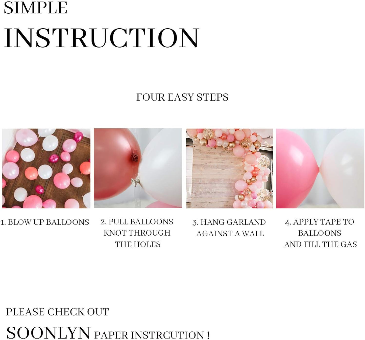 Soonlyn Rose Gold Balloons - 140 Pack, 12 Inch Gold & Pink, Pink Confetti, Arch Kit for Bridal & Baby Showers