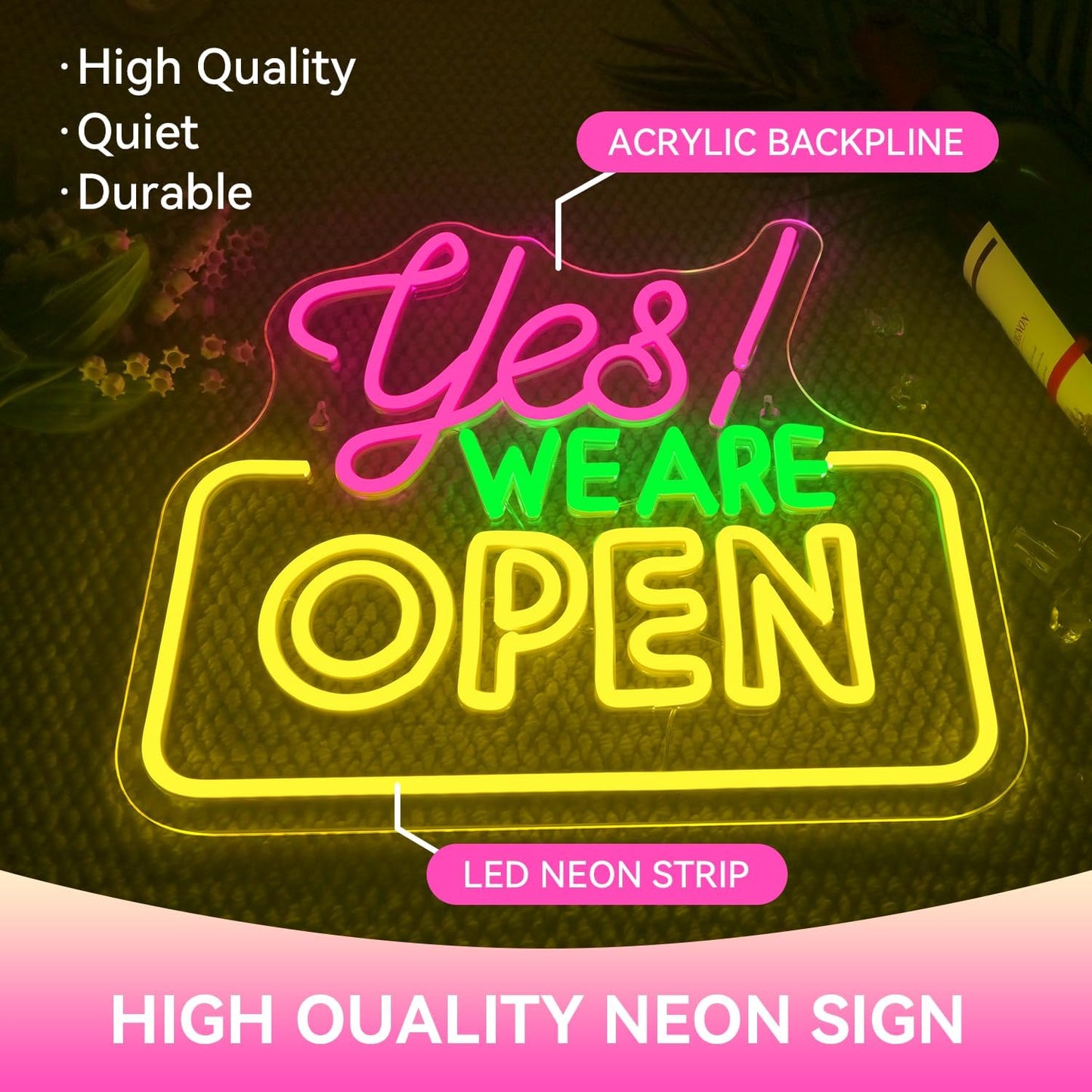 Ineonlife Open Neon Sign Light Up for Wall Decor Yes We Are Open Led Sign for business Acrylic Decoration for bar coffee shop restaurant cafe club party man cave Decorations 13.58x11.81 inch USB POWER