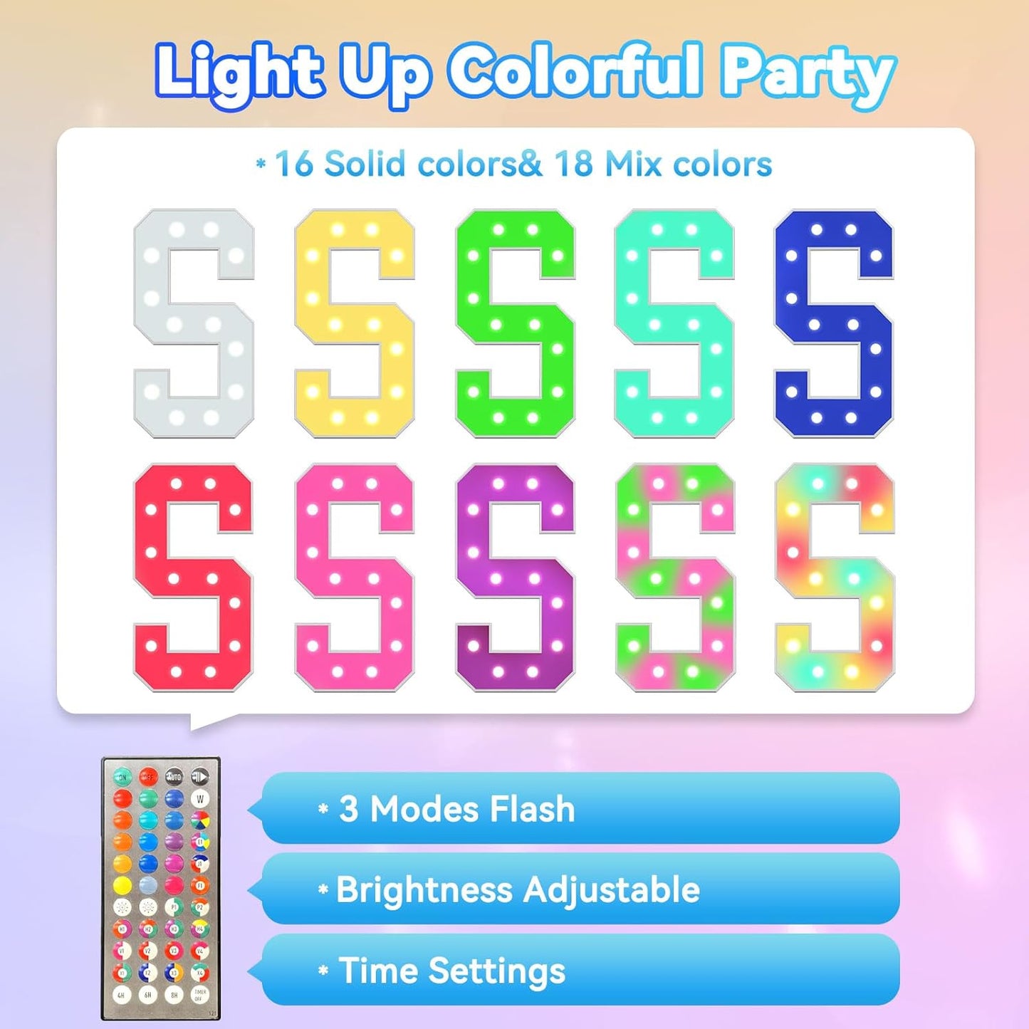 Ledido 4FT Marquee Light Up Letters, 34 Colors Changing Marquee Letter 4 Feet Tall with Remote, Big Letters for Party Wedding Graduation Birthday Decorations, Large Light Up Letter J