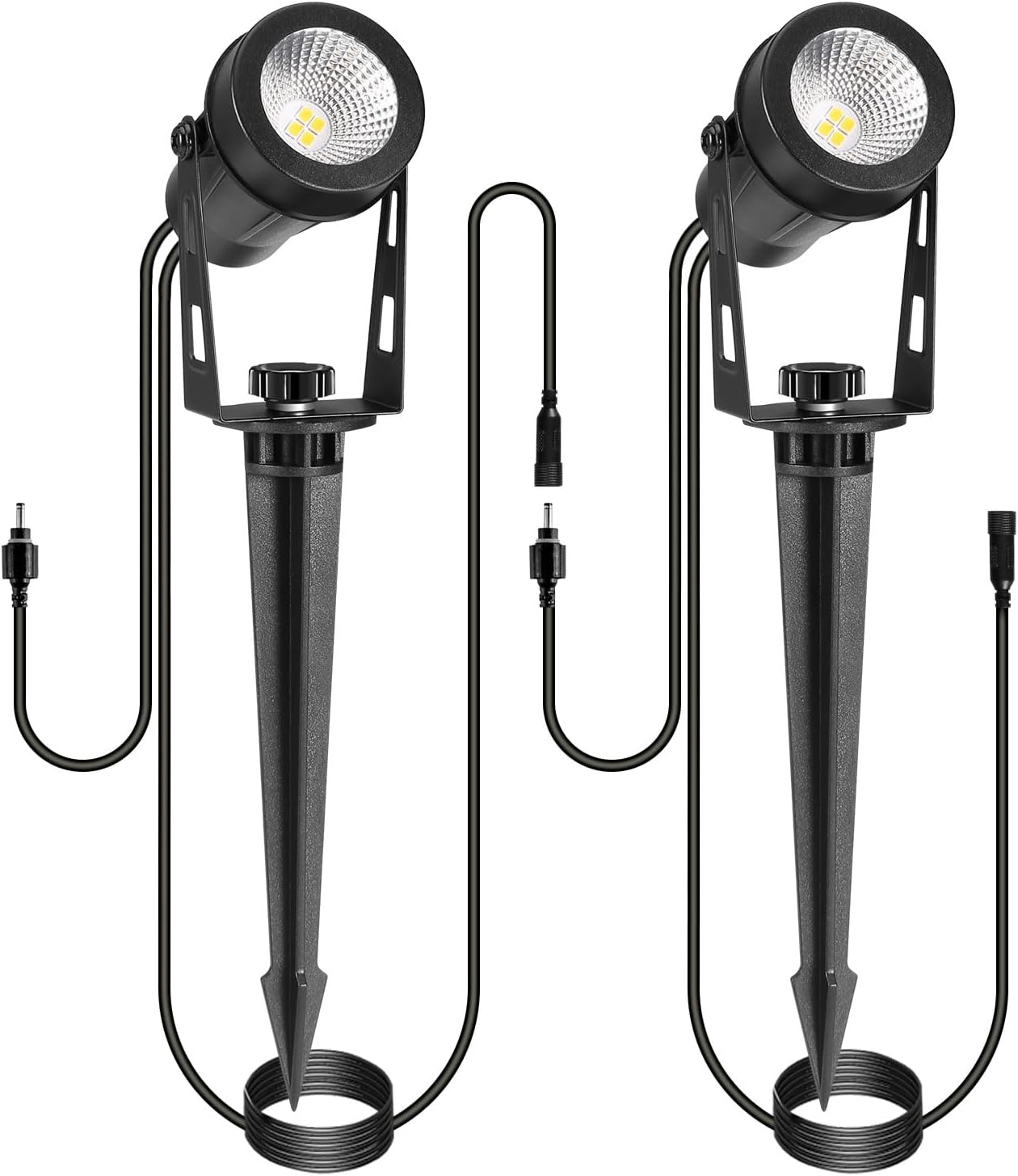 2 Pack Extendable Outdoor Landscape Lights, 12V Low Voltage Landscape Lighting IP65 Waterproof Plug-in Outdoor Spotlights for Yard House Pathway Tree Pools (2700K Warm White, NO Plug)